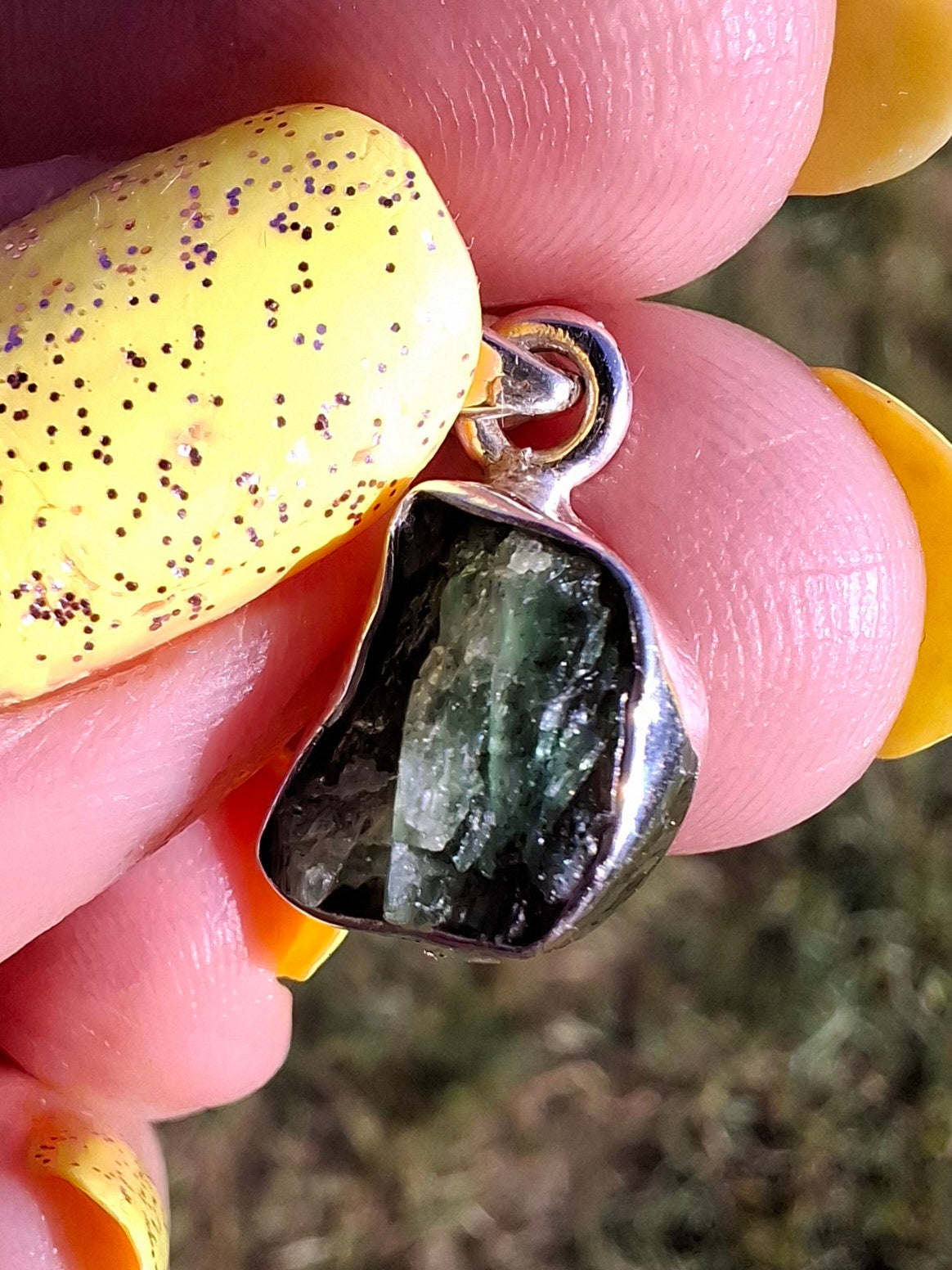 Green Tourmaline Pendant, 925 Silver, Crystal (Ref: GT13)