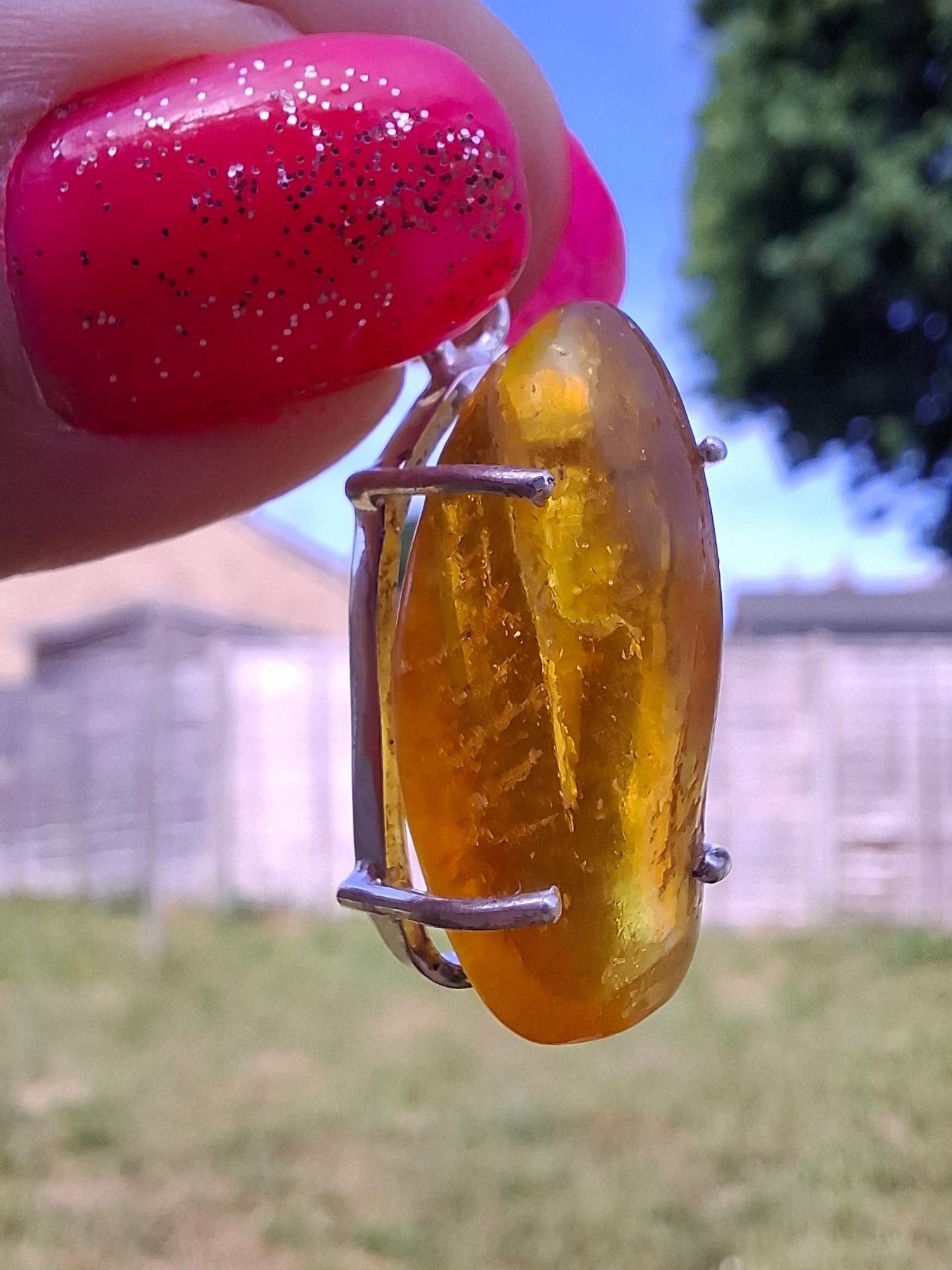 Baltic Amber Pendant, 925 Silver, Fossil (Ref: AP13)