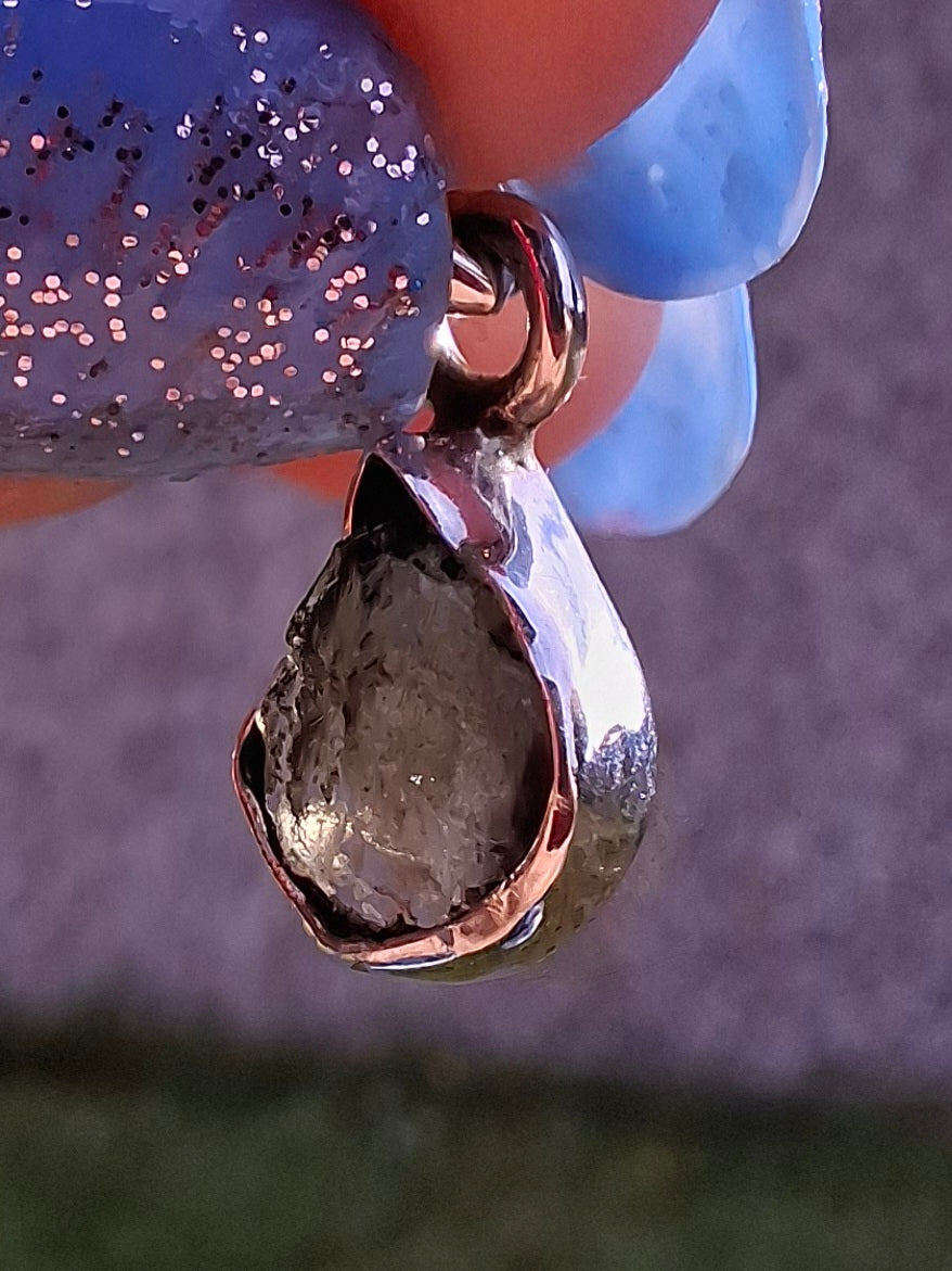 Moldavite Pendant, 925 Silver, Tektite (Ref: P63)
