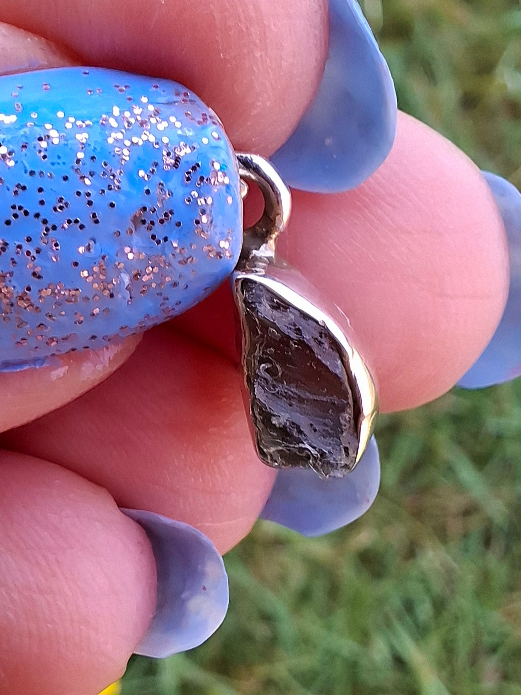 Moldavite Pendant, 925 Silver, Tektite (Ref: P32)