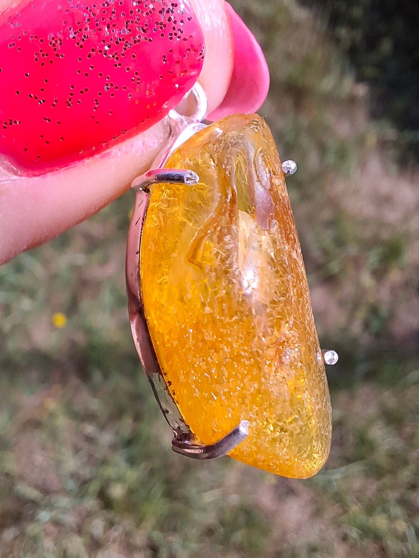 Baltic Amber Pendant, 925 Silver, Fossil (Ref: AP14)