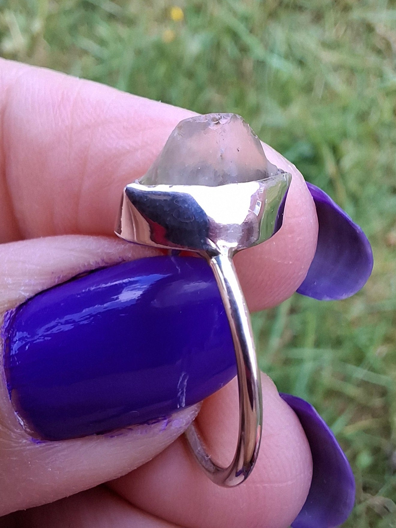 Libyan Desert Glass Ring, size large K/small L, 925 Silver, Tektite (Ref: LR17)