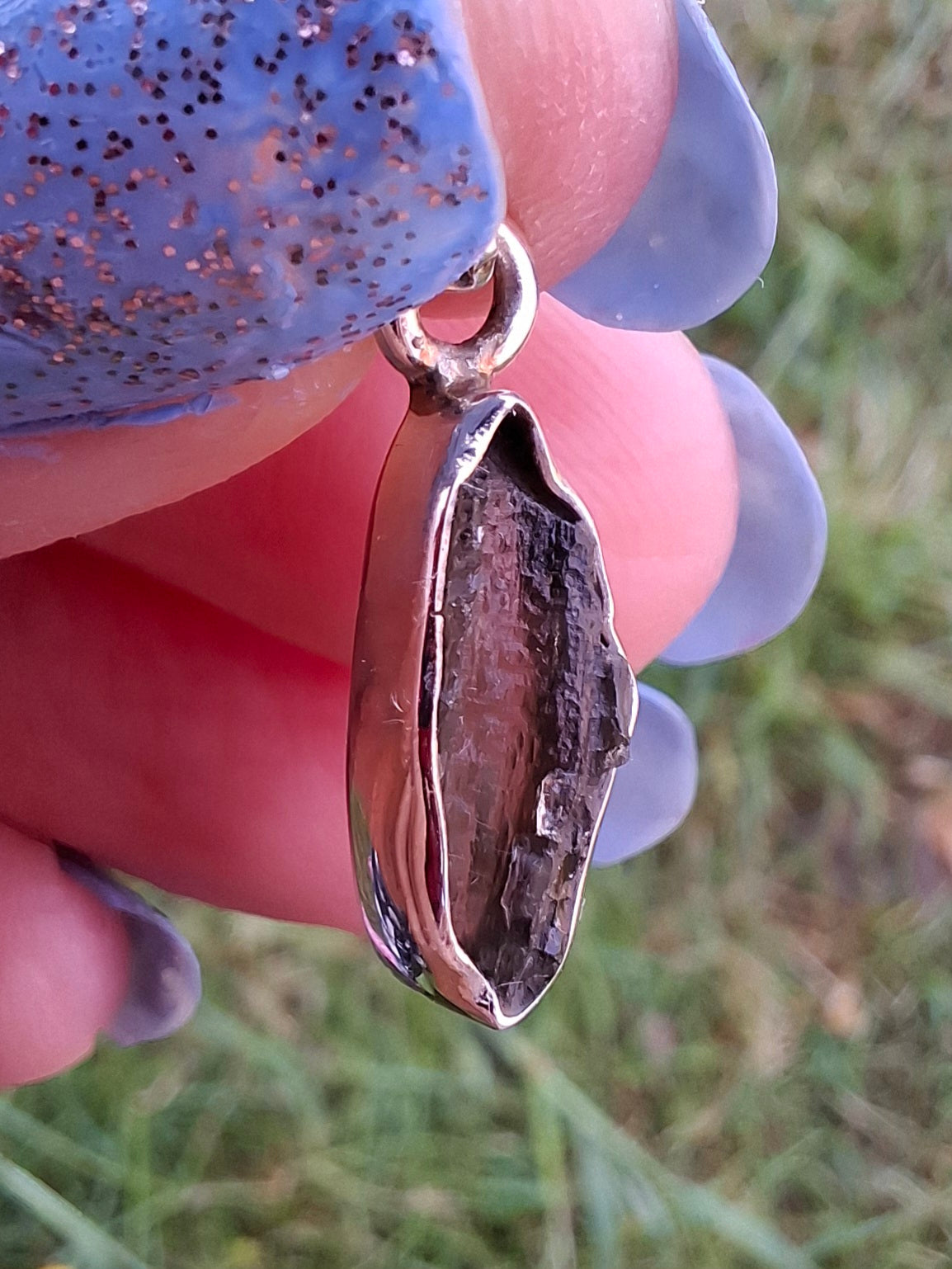 Moldavite Pendant, 925 Silver, Tektite (Ref: P43)