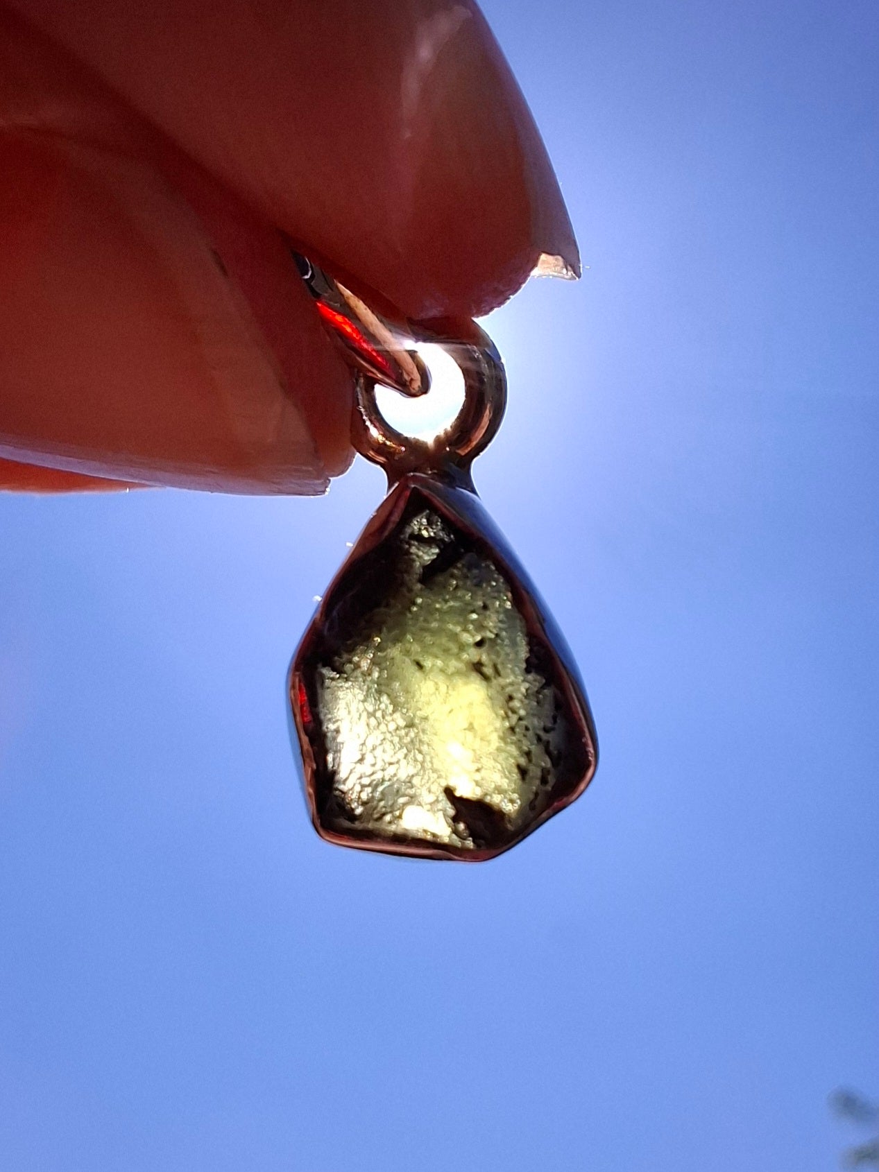 Moldavite Pendant, 925 Silver, Tektite (Ref: P59)