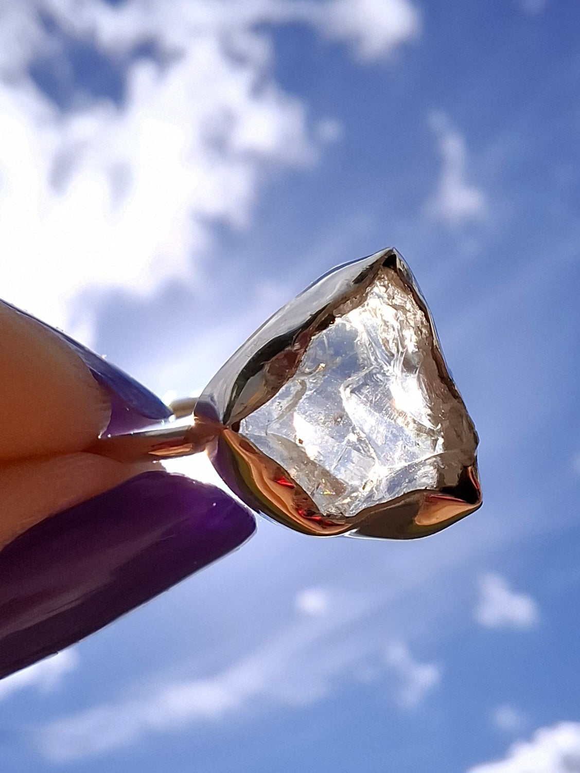 Libyan Desert Glass Ring, size large O, 925 Silver, Tektite (Ref: LR24)