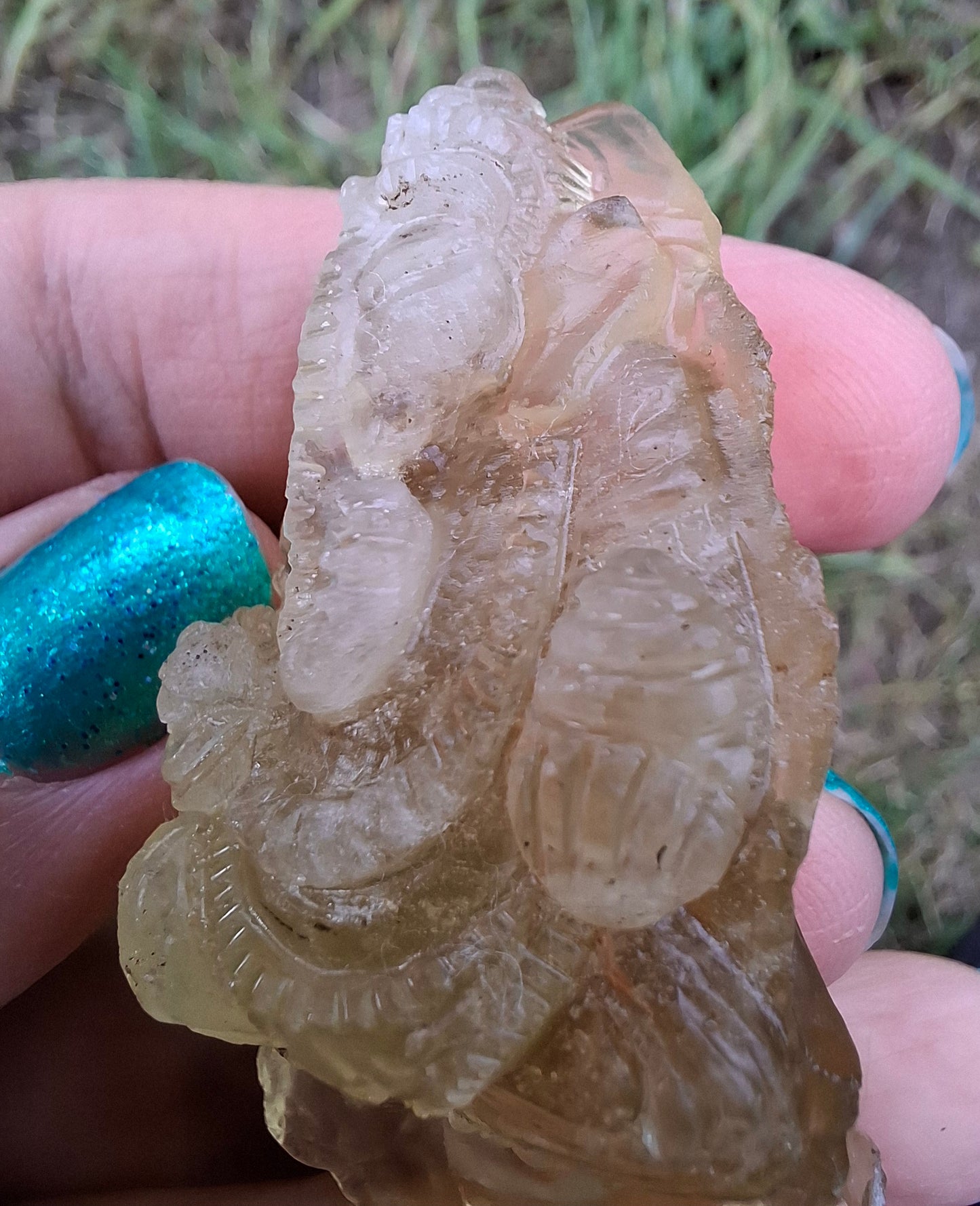Libyan Desert Glass carving, GANESHA, 26.47g, Tektite (Ref: Ganesha1)