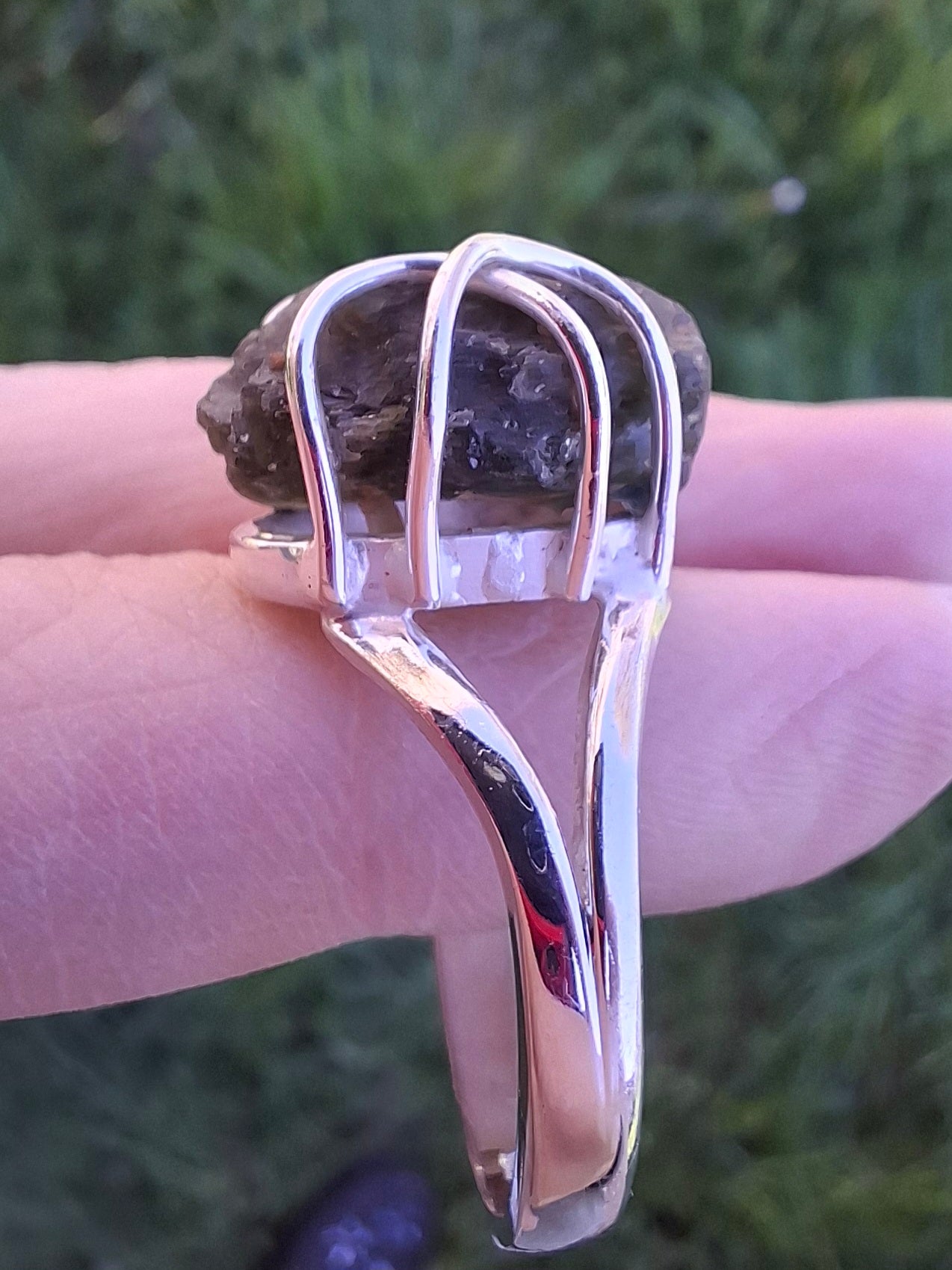 Moldavite Ring, size Y, 925 Silver, Tektite (Ref: R17)