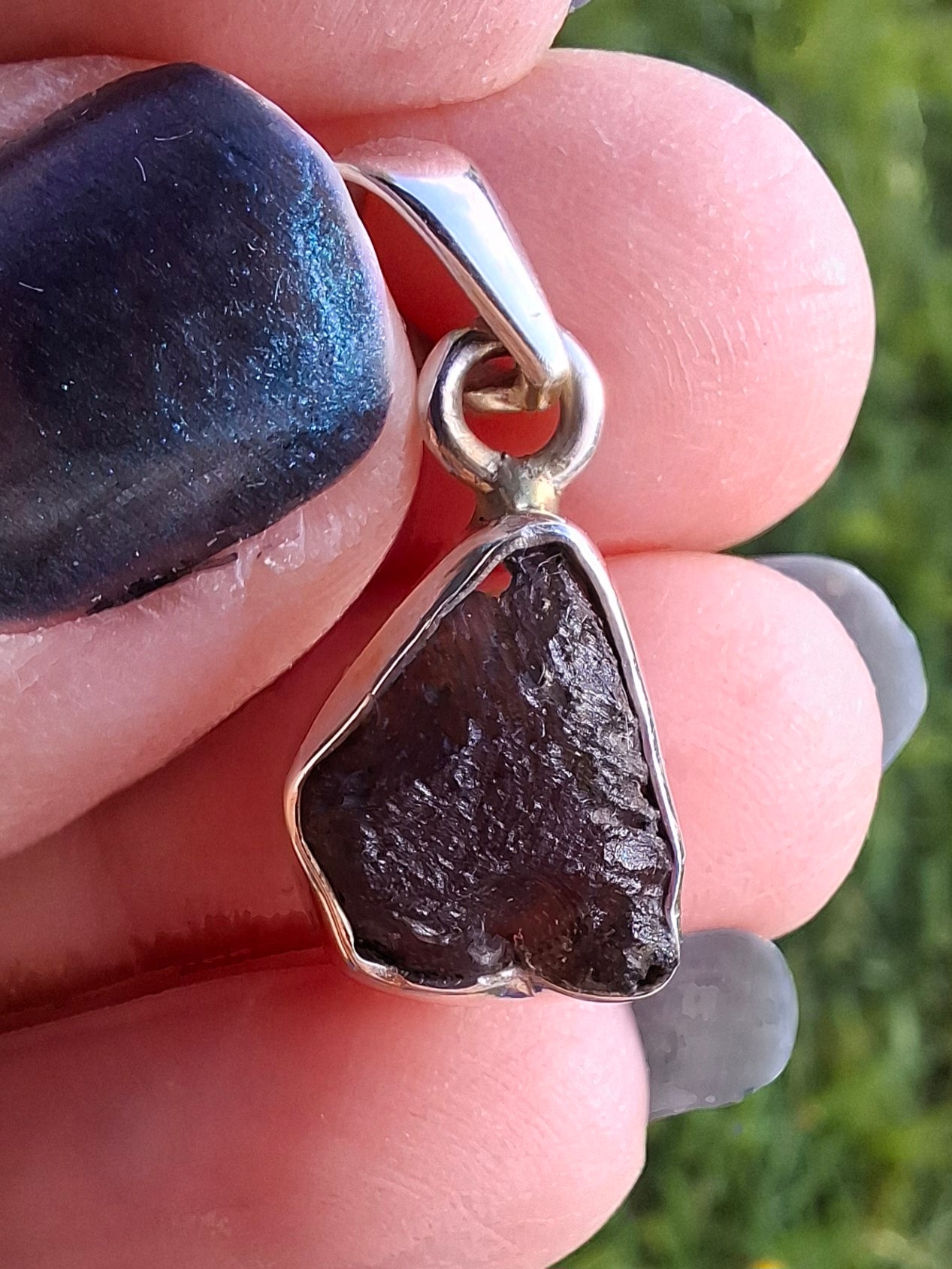 Moldavite Pendant, 925 silver, Tektite (P5)