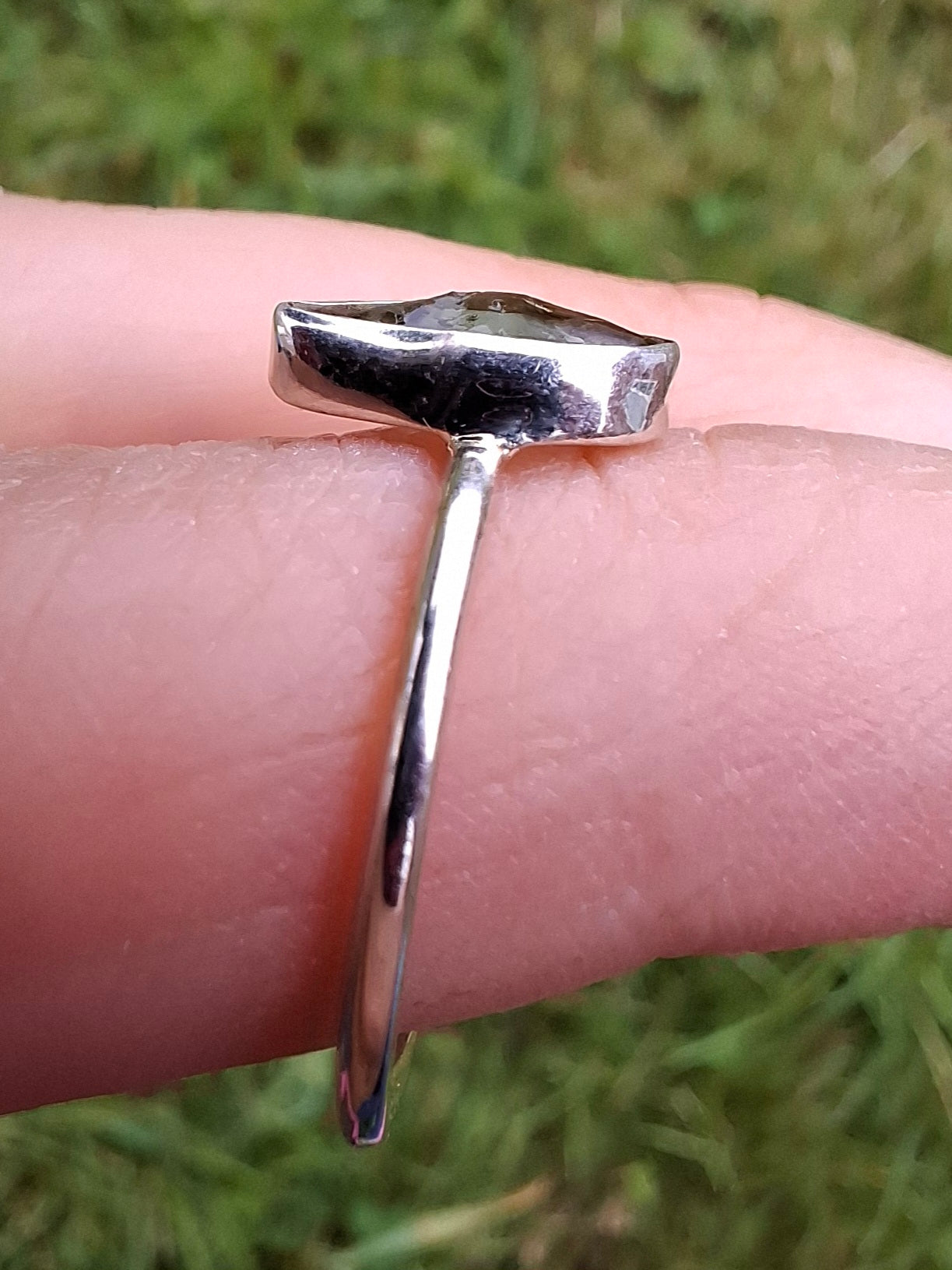 Moldavite Ring, size large M/small N, 925 Silver, Tektite (Ref: R39)