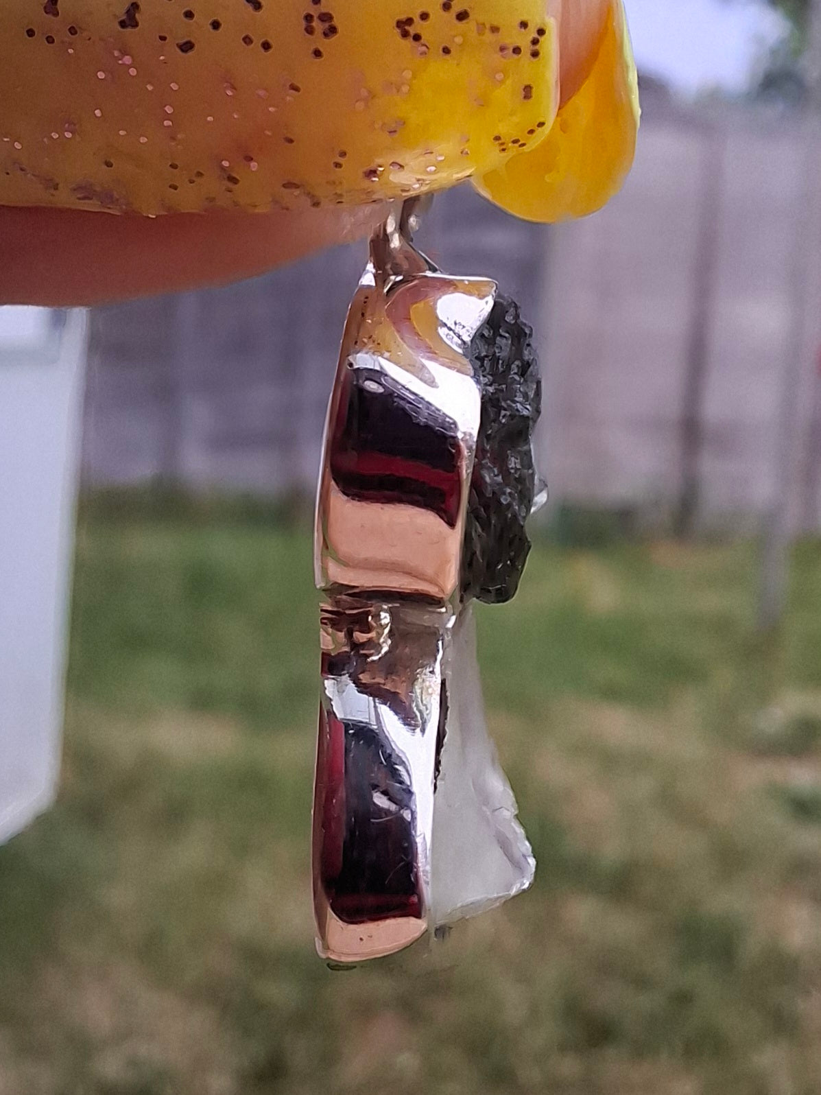 Moldavite & Libyan Desert Glass Pendant, 925 Silver, Tektite (Ref: MLP5)