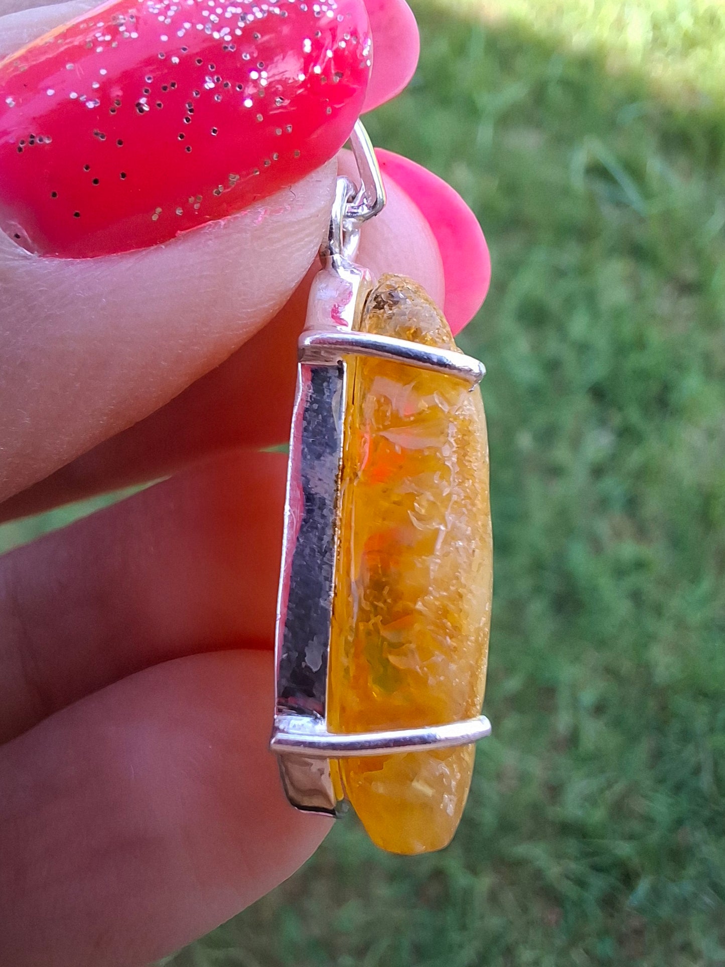 Baltic Amber Pendant, 925 Silver, Fossil (Ref: AP2)