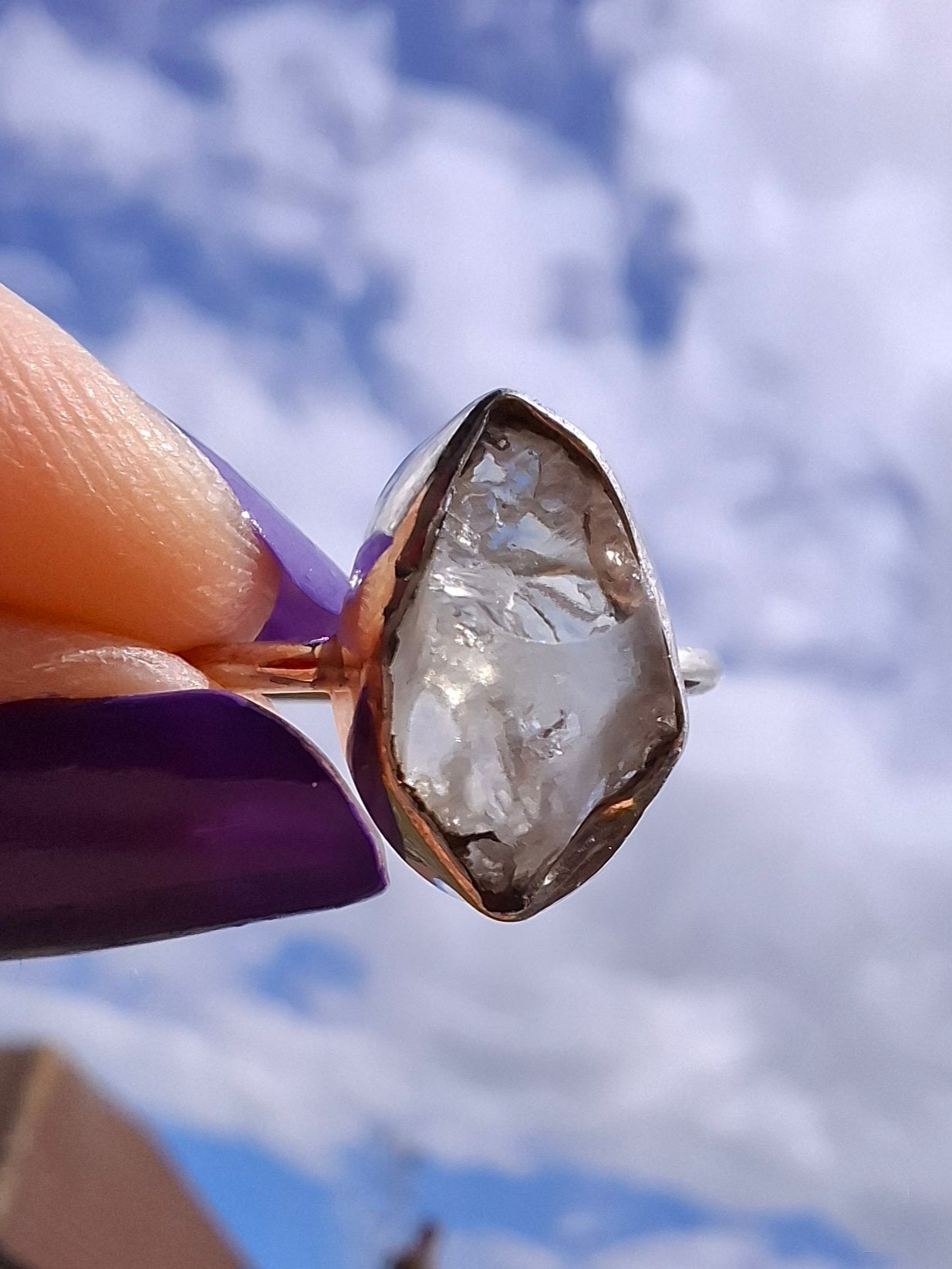 Libyan Desert Glass Ring, size J, 925 Silver, Tektite (Ref: LR6)