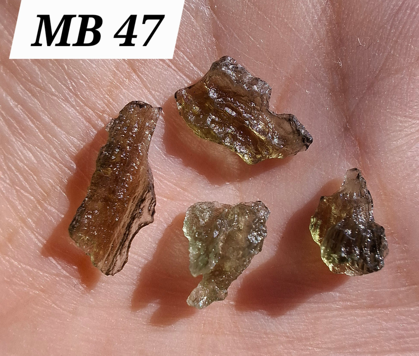 Moldavite chip Bundle, 1g, 4 pcs, Tektite (MB47)