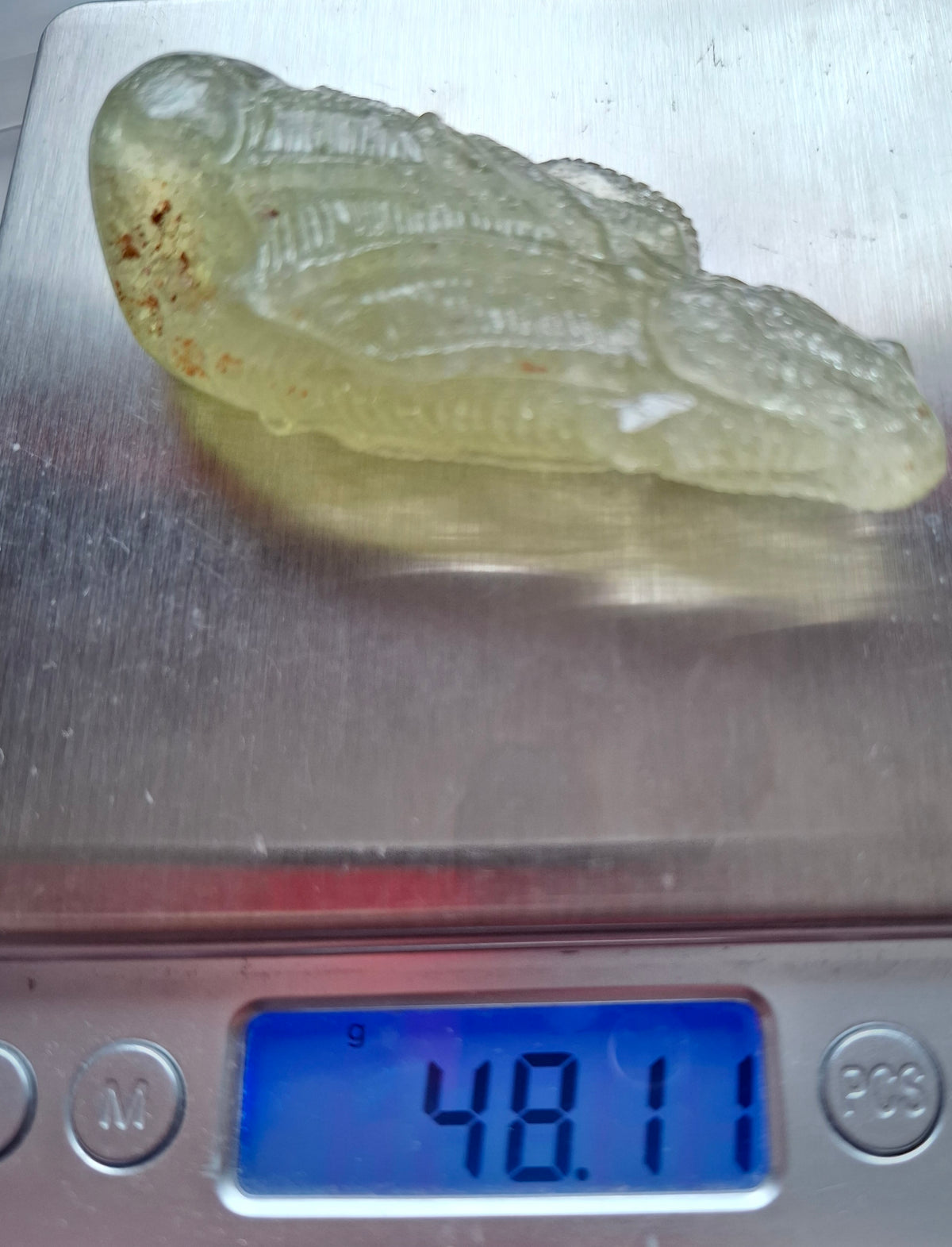 Libyan Desert Glass DRAGON HEAD carving, 48.11g, Tektite (Ref: Dragon4)