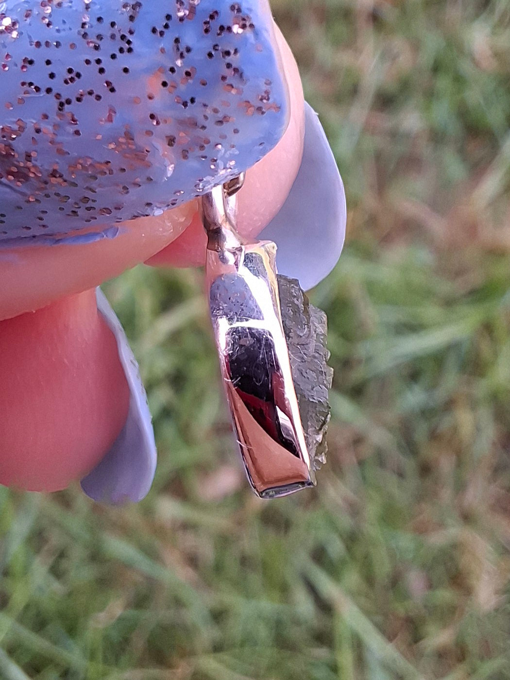 Moldavite Pendant, 925 Silver, Tektite (Ref: P52)