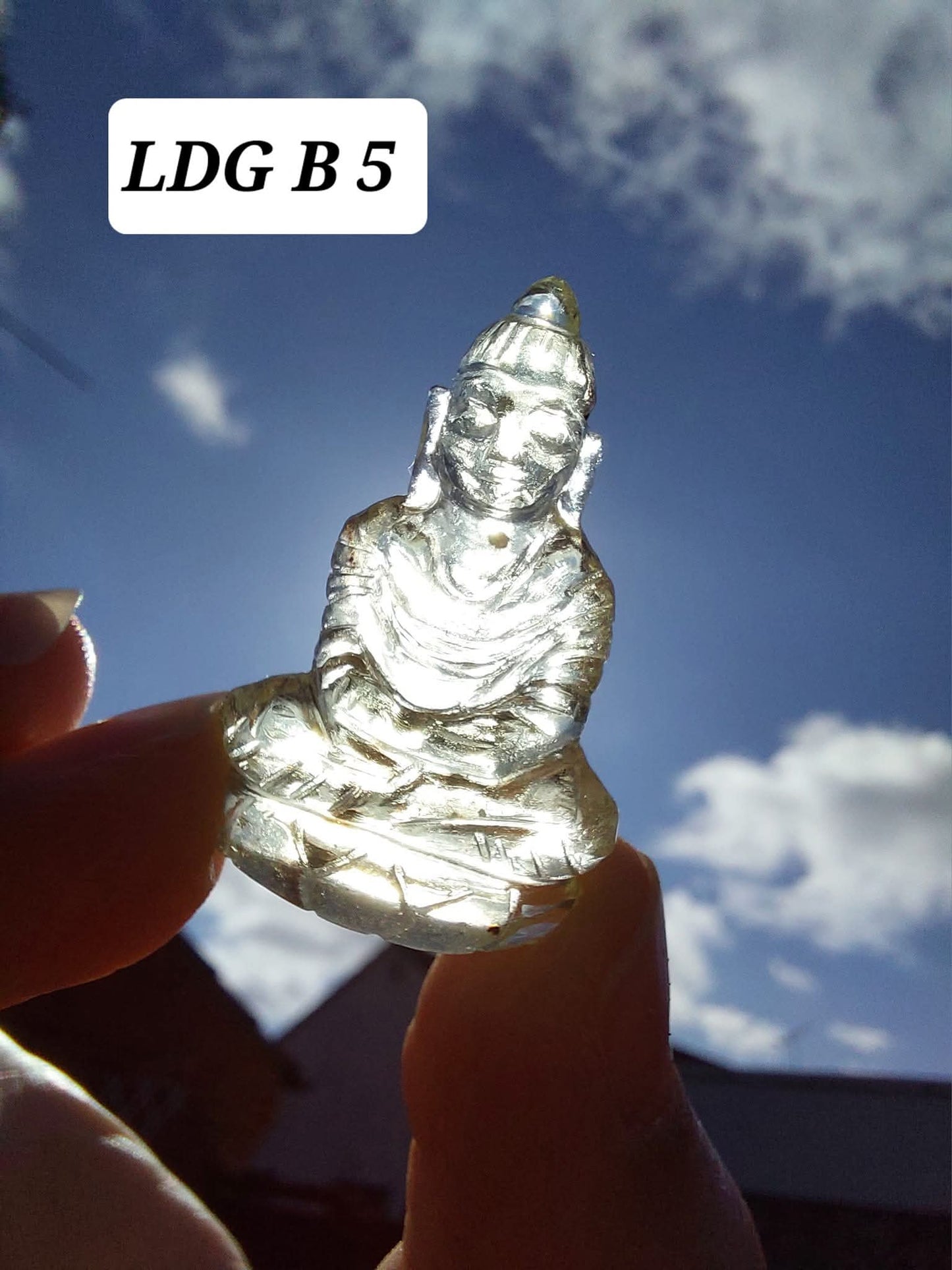 Libyan Desert Glass BUDDHA Carving, 4.61g, Tektite (Ref: LDG B5)