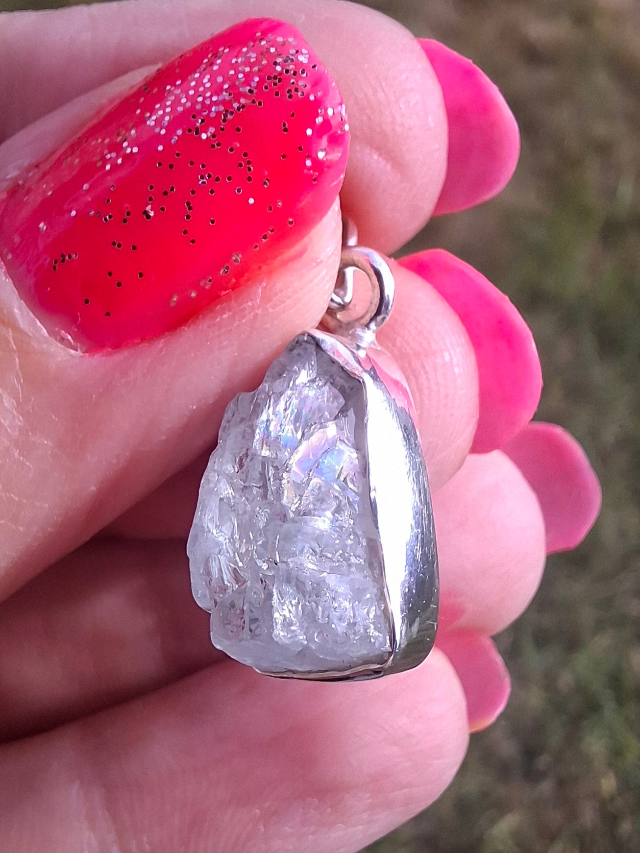 Aquamarine Pendant, 925 Silver, Crystal 🌈 (Ref: AQ4)