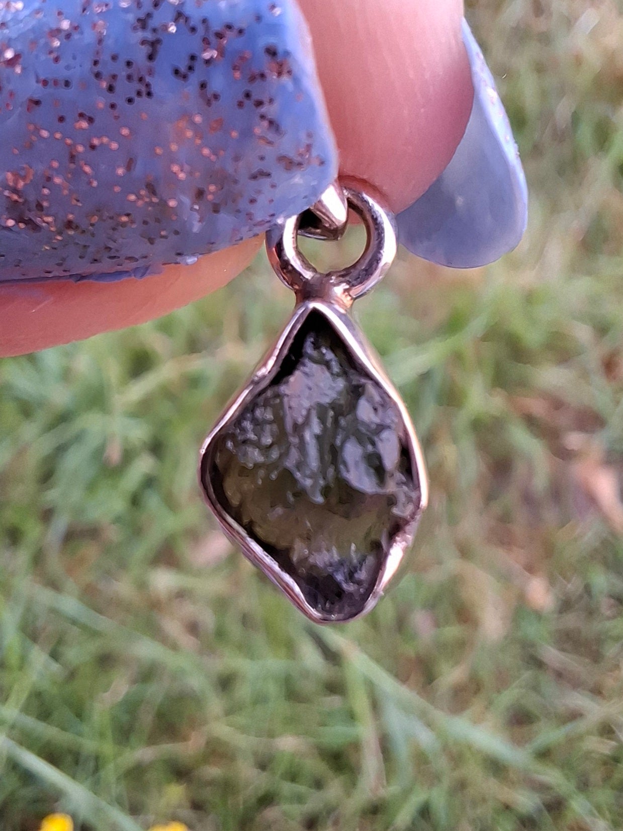 Moldavite Pendant, 925 Silver, Tektite (Ref: P45)