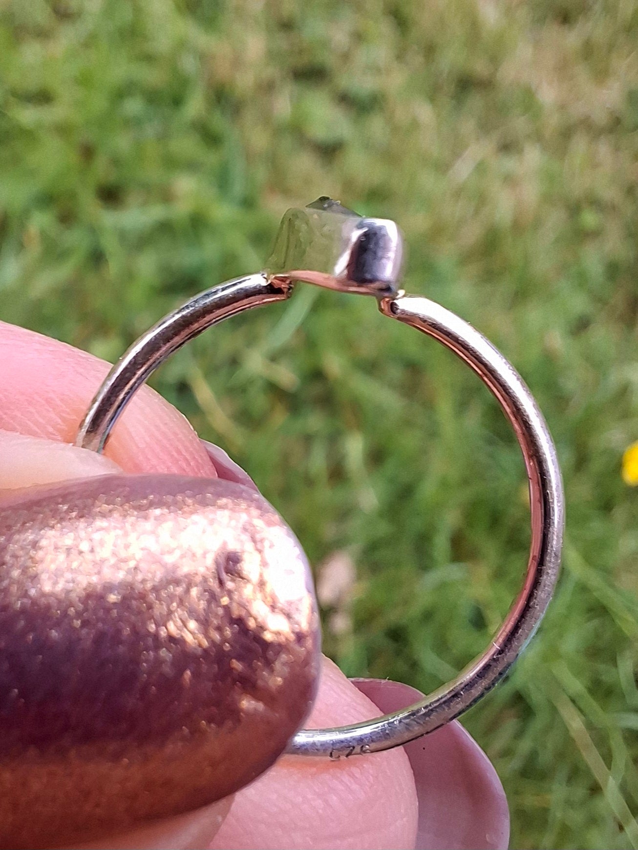 Moldavite Ring, size large M/small N, 925 Silver, Tektite (Ref: R39)