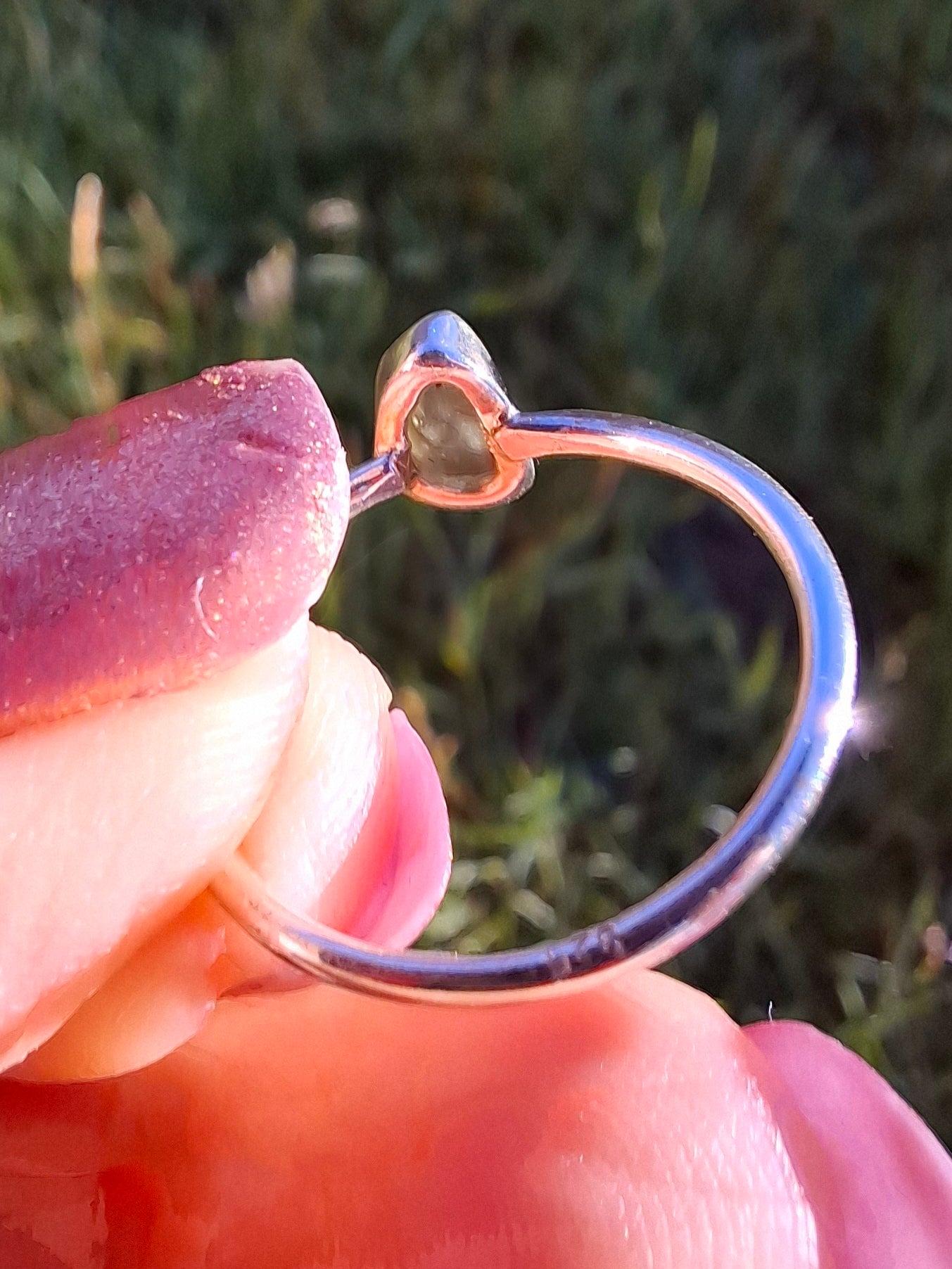 Moldavite Ring, size large L, 925 Silver, Tektite (Ref: R49)