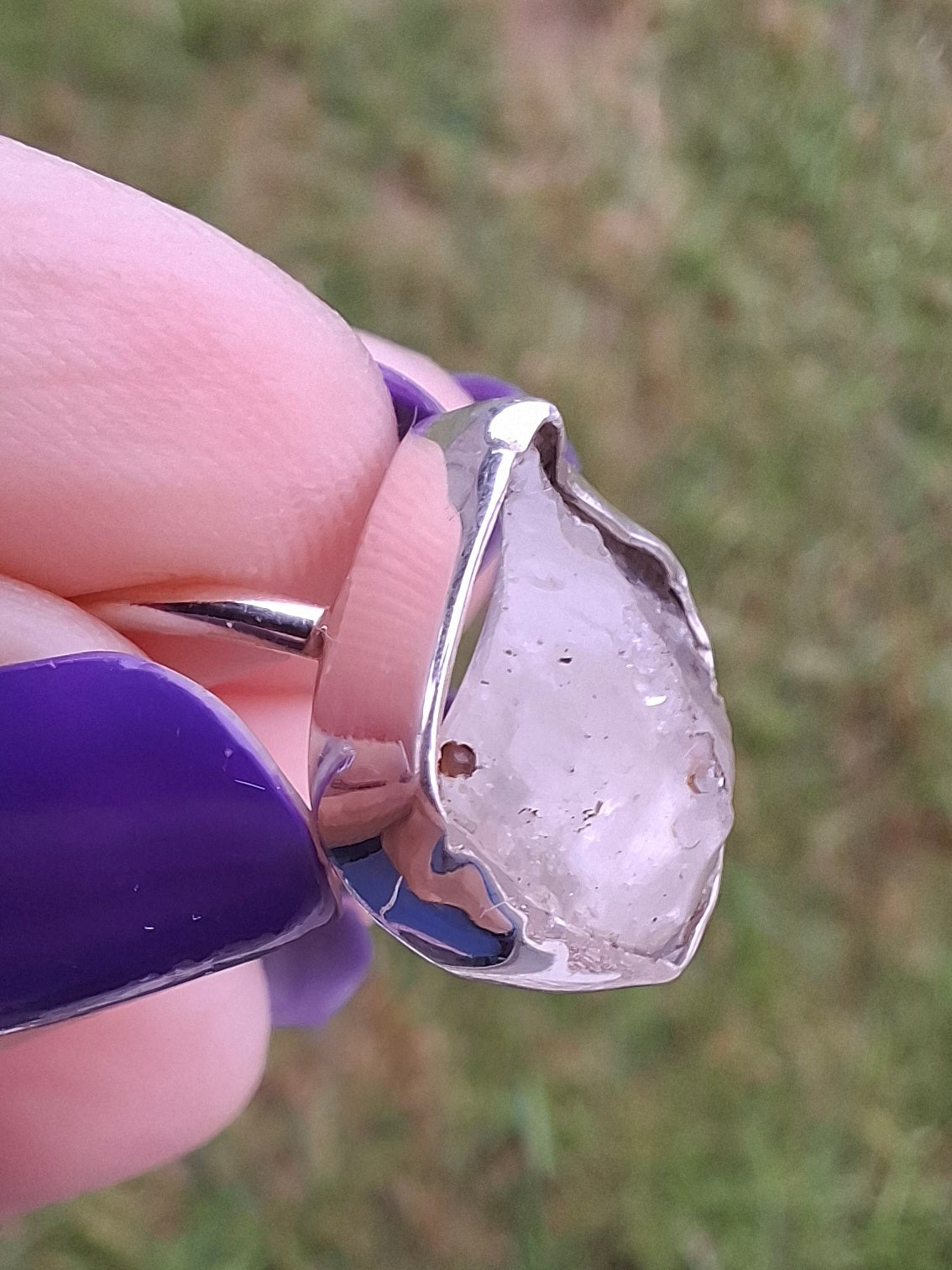 Libyan Desert Glass Ring, size P, 925 Silver, Tektite (Ref: LR27)