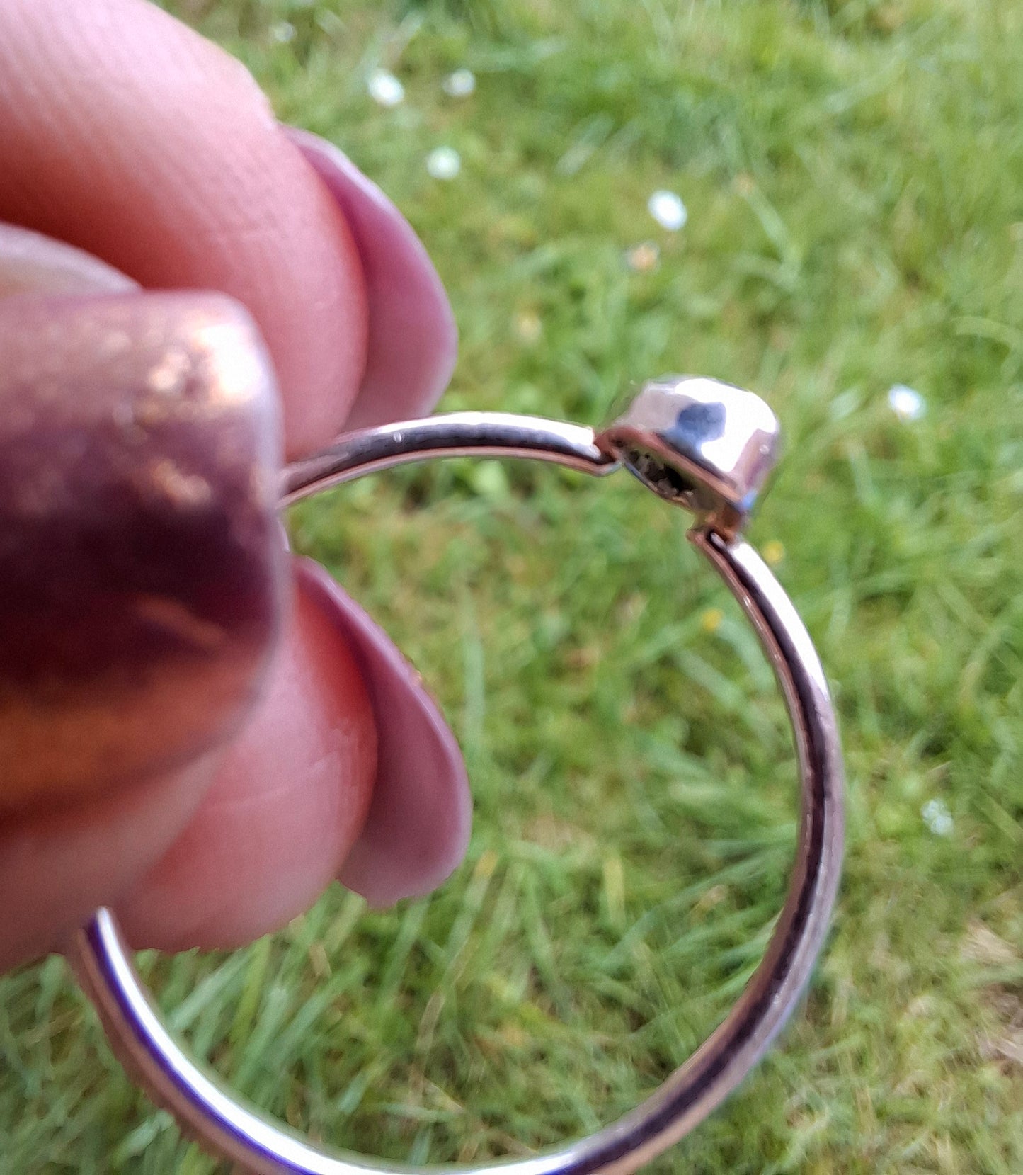 Moldavite Ring, size small T, 925 Silver, Tektite (Ref: R69)