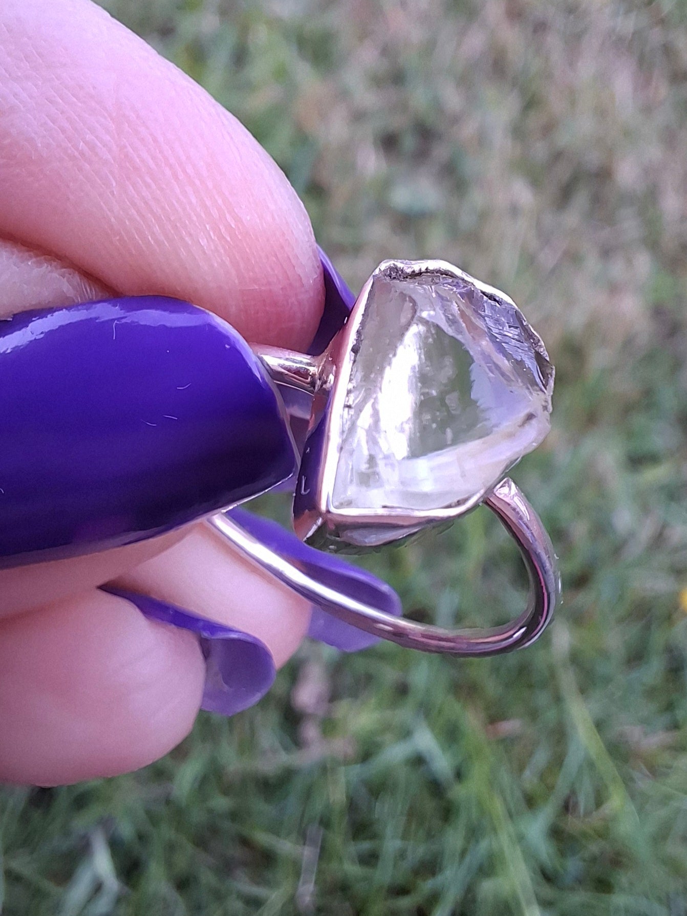 Libyan Desert Glass Ring, size large T, 925 Silver, Tektite (Ref: LR48)