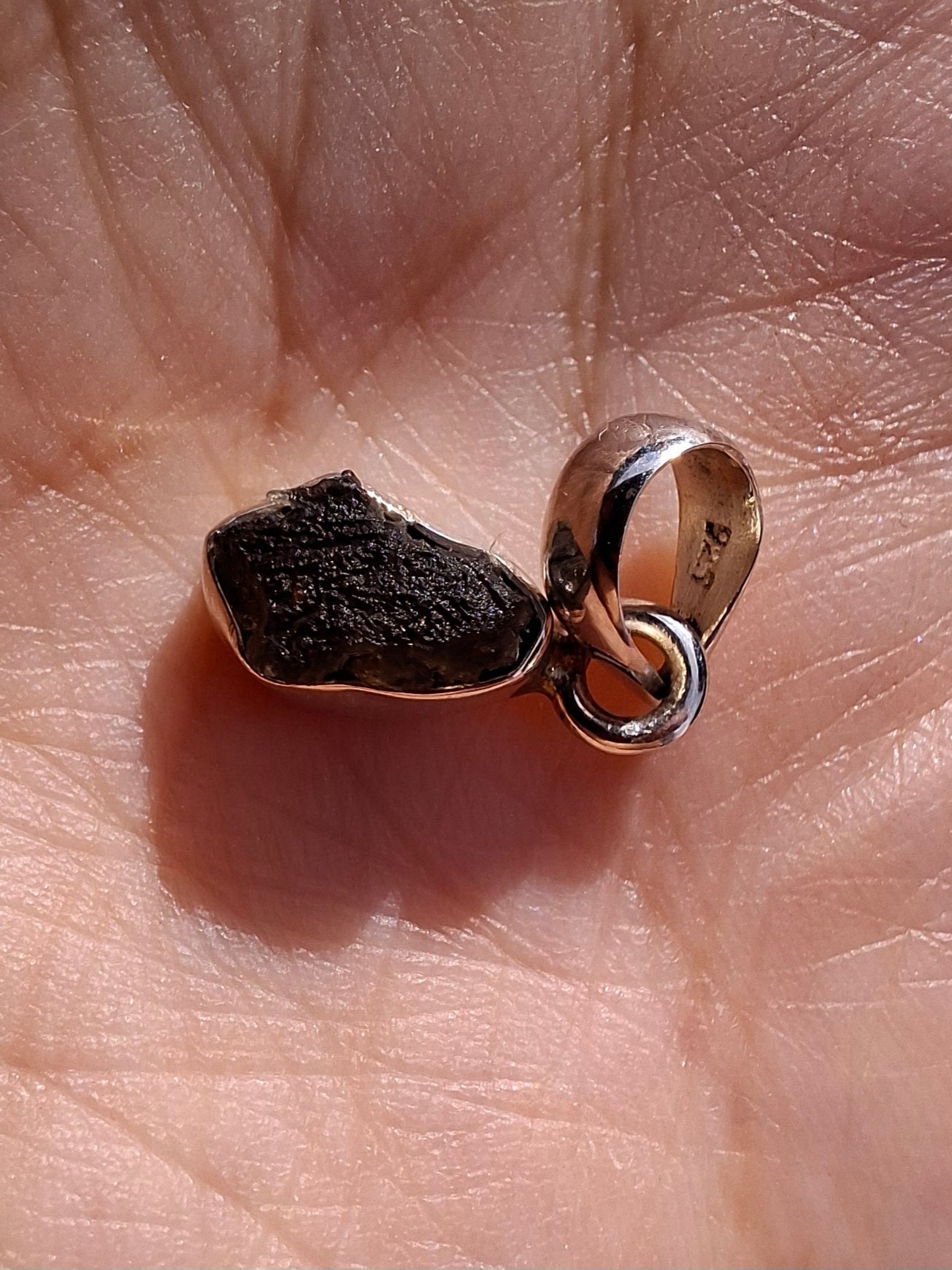Moldavite Pendant, 925 Silver, Tektite (Ref: P58)