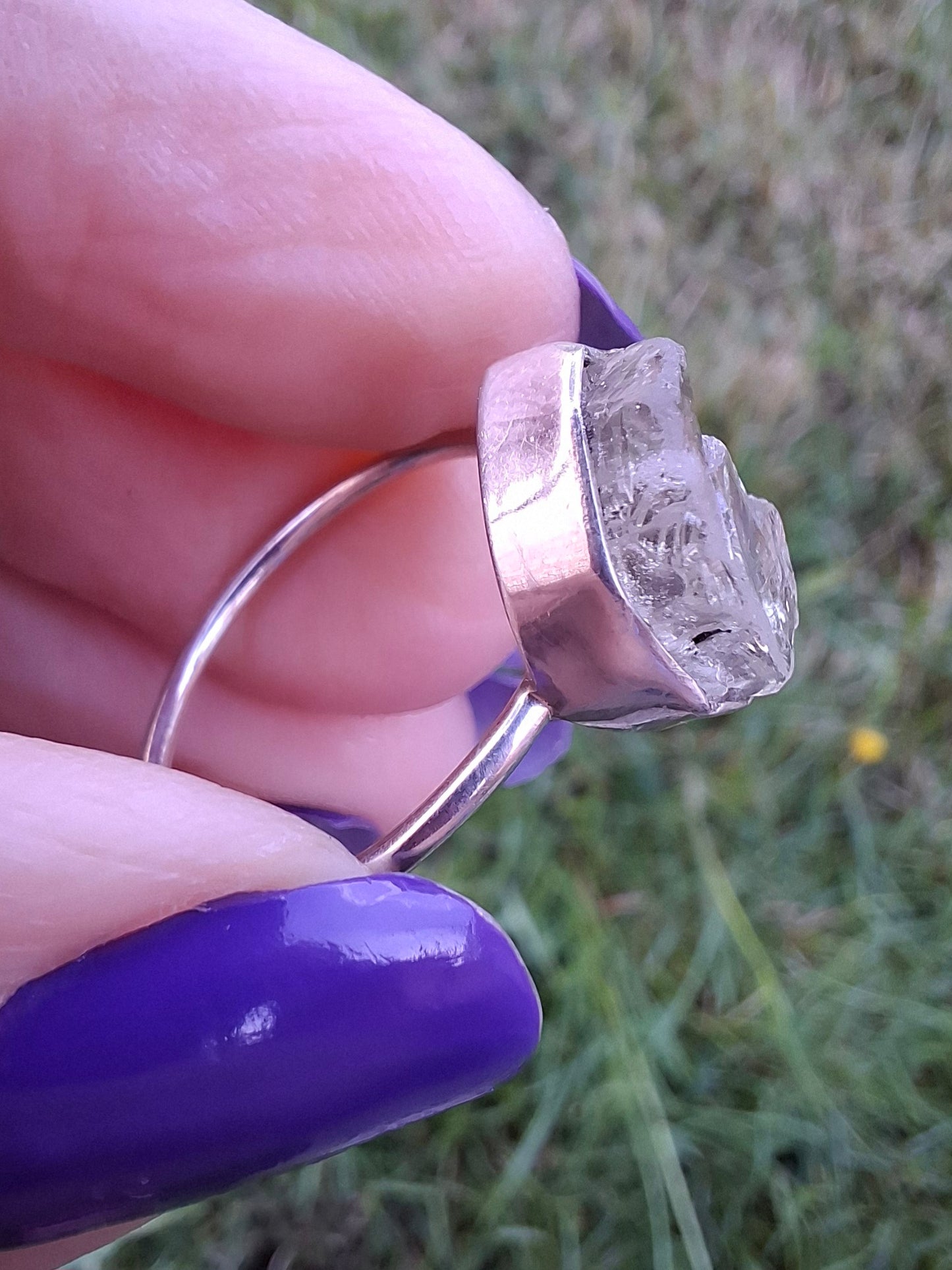 Libyan Desert Glass Ring, size large R/small S, 925 Silver, Tektite (Ref: LR43)