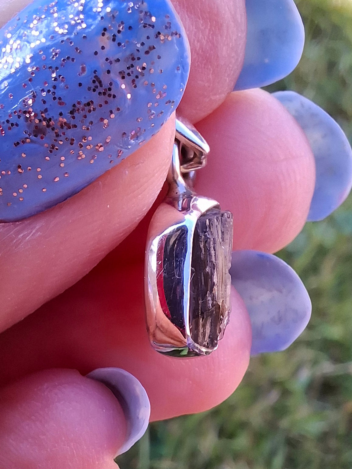 Moldavite Pendant, 925 Silver, Tektite (Ref: P91)