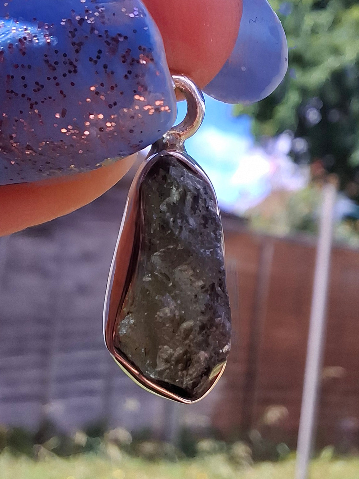 Moldavite Pendant, 925 Silver, Tektite (Ref: P79)