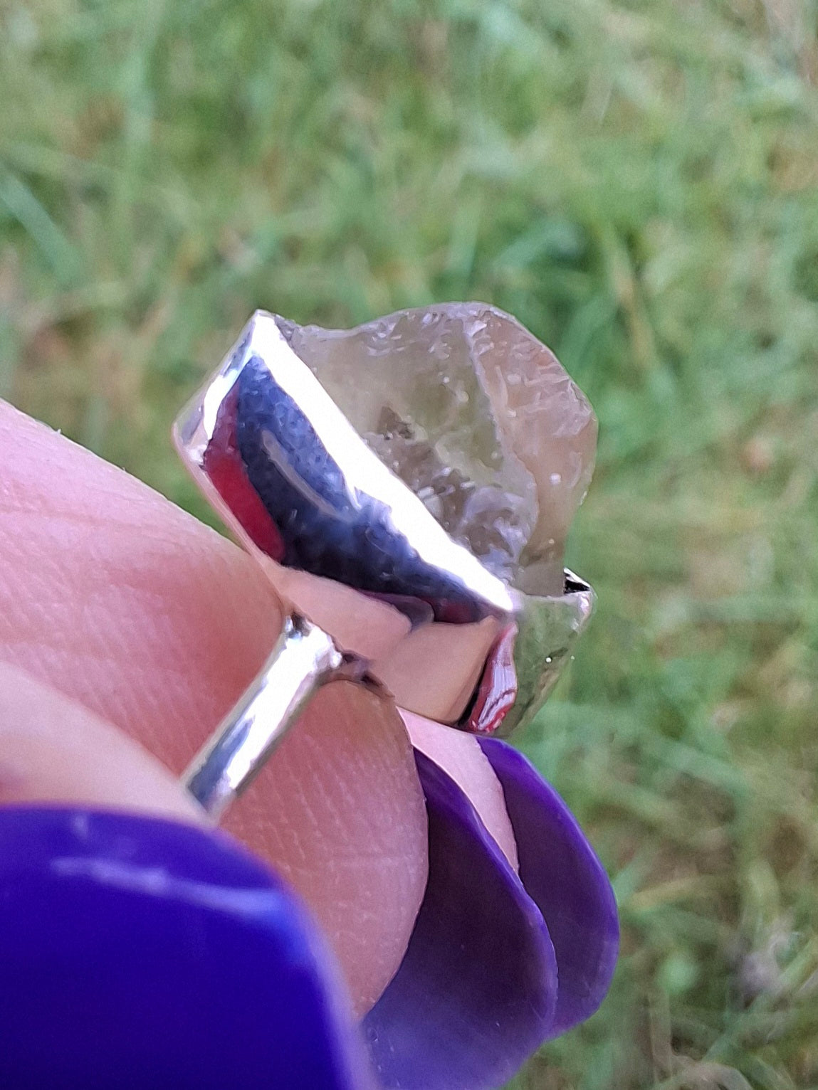 Libyan Desert Glass Ring, size large K/small L, 925 Silver, Tektite (Ref: LR17)