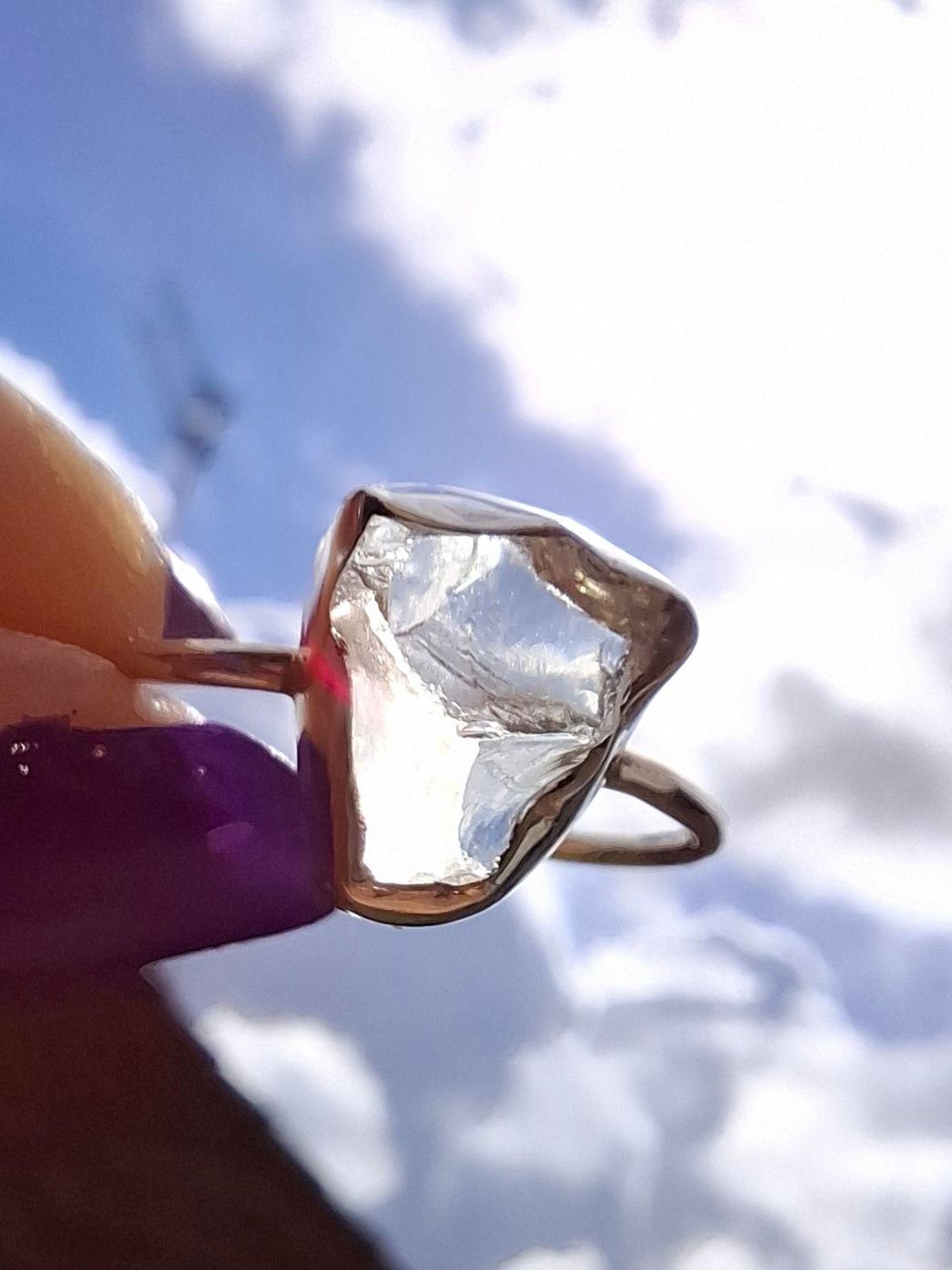 Libyan Desert Glass Ring, size large V, 925 Silver, Tektite (Ref: LR56)