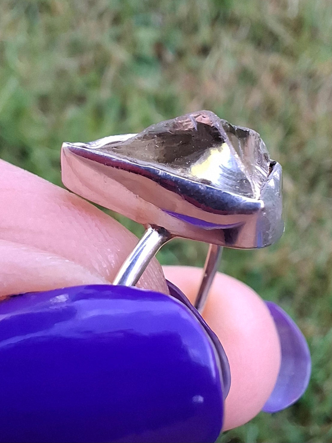 Libyan Desert Glass Ring, size W, 925 Silver, Tektite (Ref: LR61)