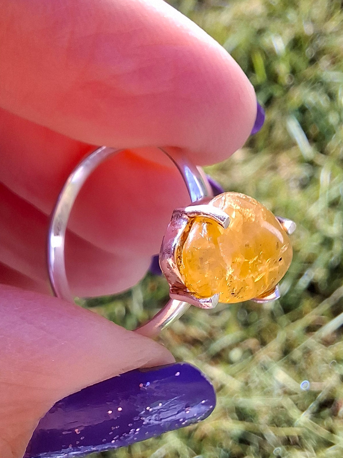 Baltic Amber Ring, size N. 925 Silver, Fossil (Ref: AR7)