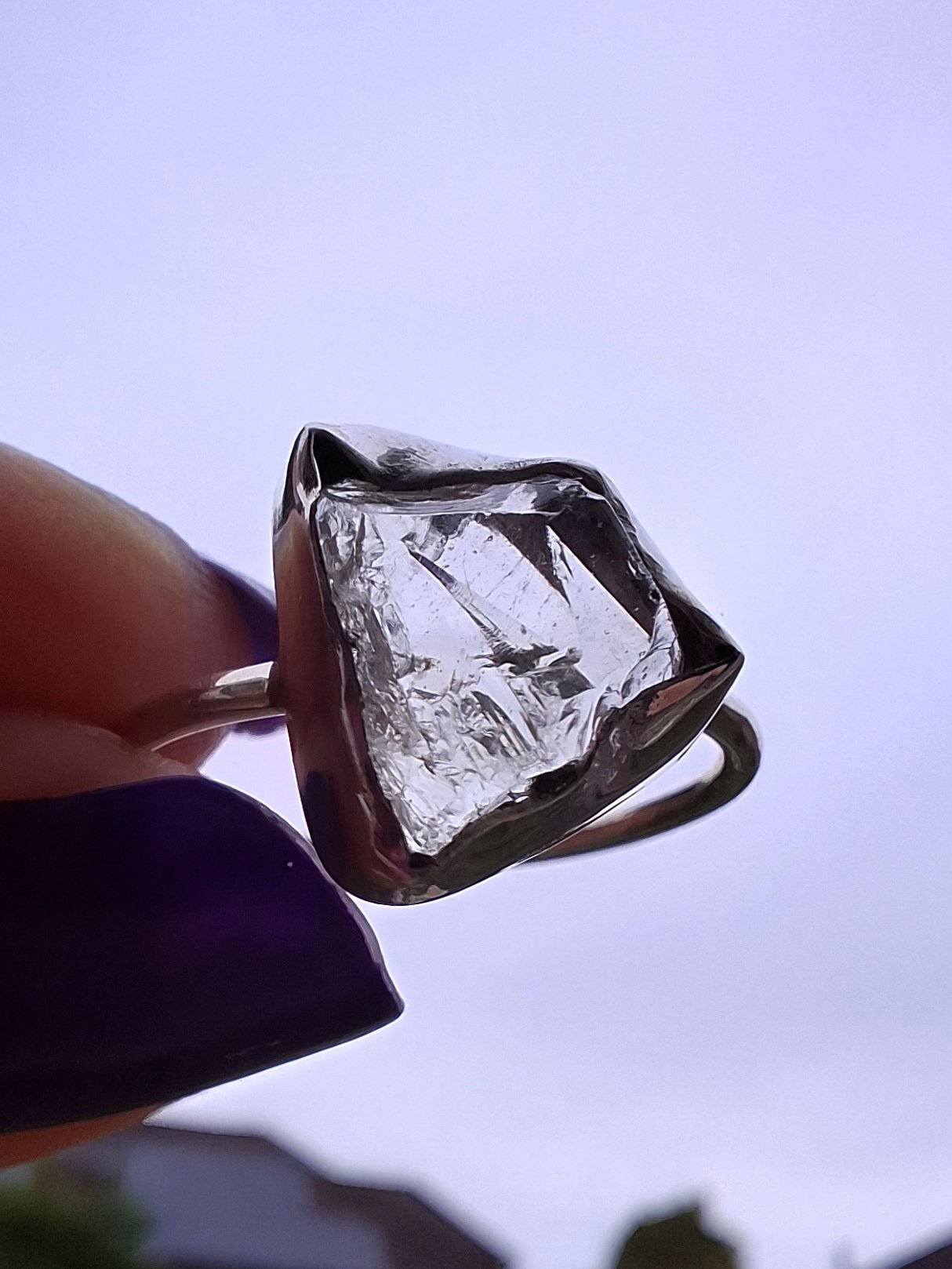 Libyan Desert Glass Ring, size large O, 925 Silver, Tektite (Ref: LR24)