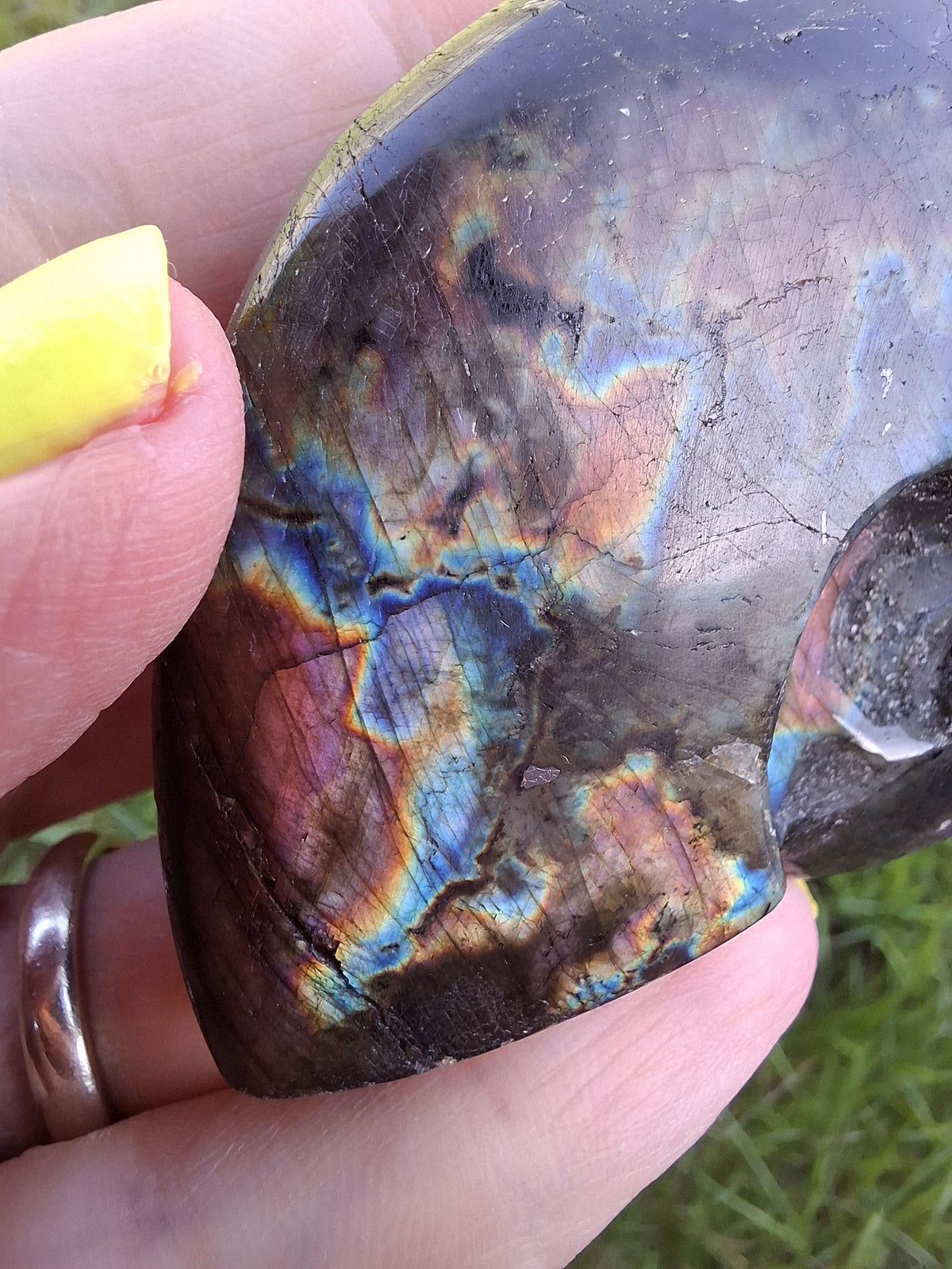 Labradorite Ammonite Carving, 89.31g, Crystal (Ref: laba6)