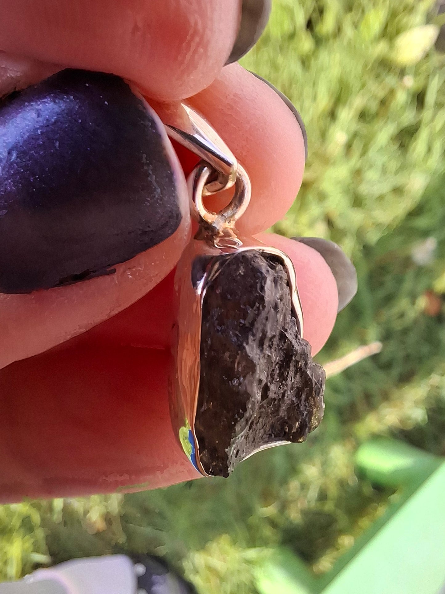 Moldavite Pendant, 925 Silver, Tektite (Ref: P15)