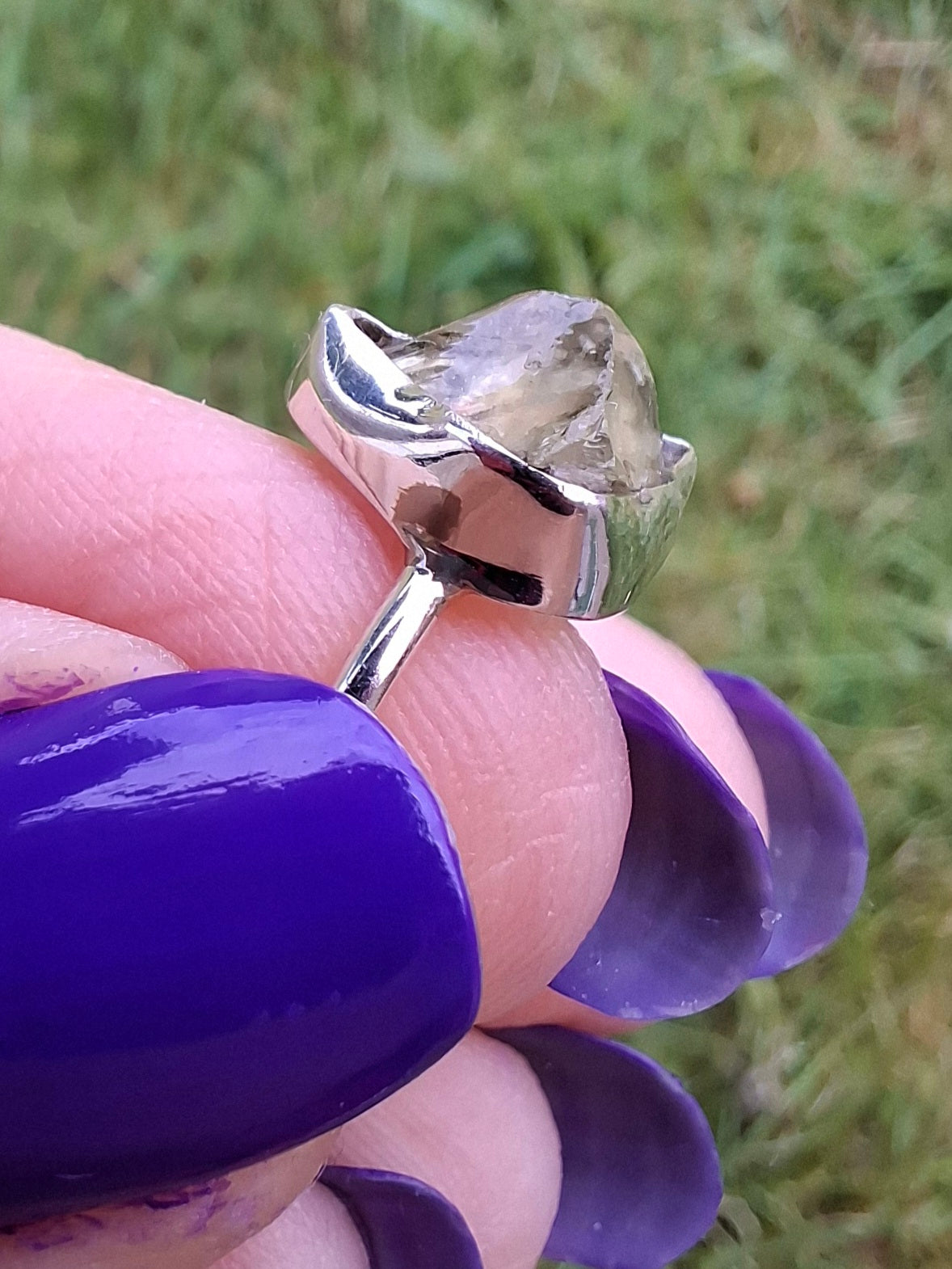 Libyan Desert Glass Ring, size large G, 925 Silver, Tektite (Ref: LR2)