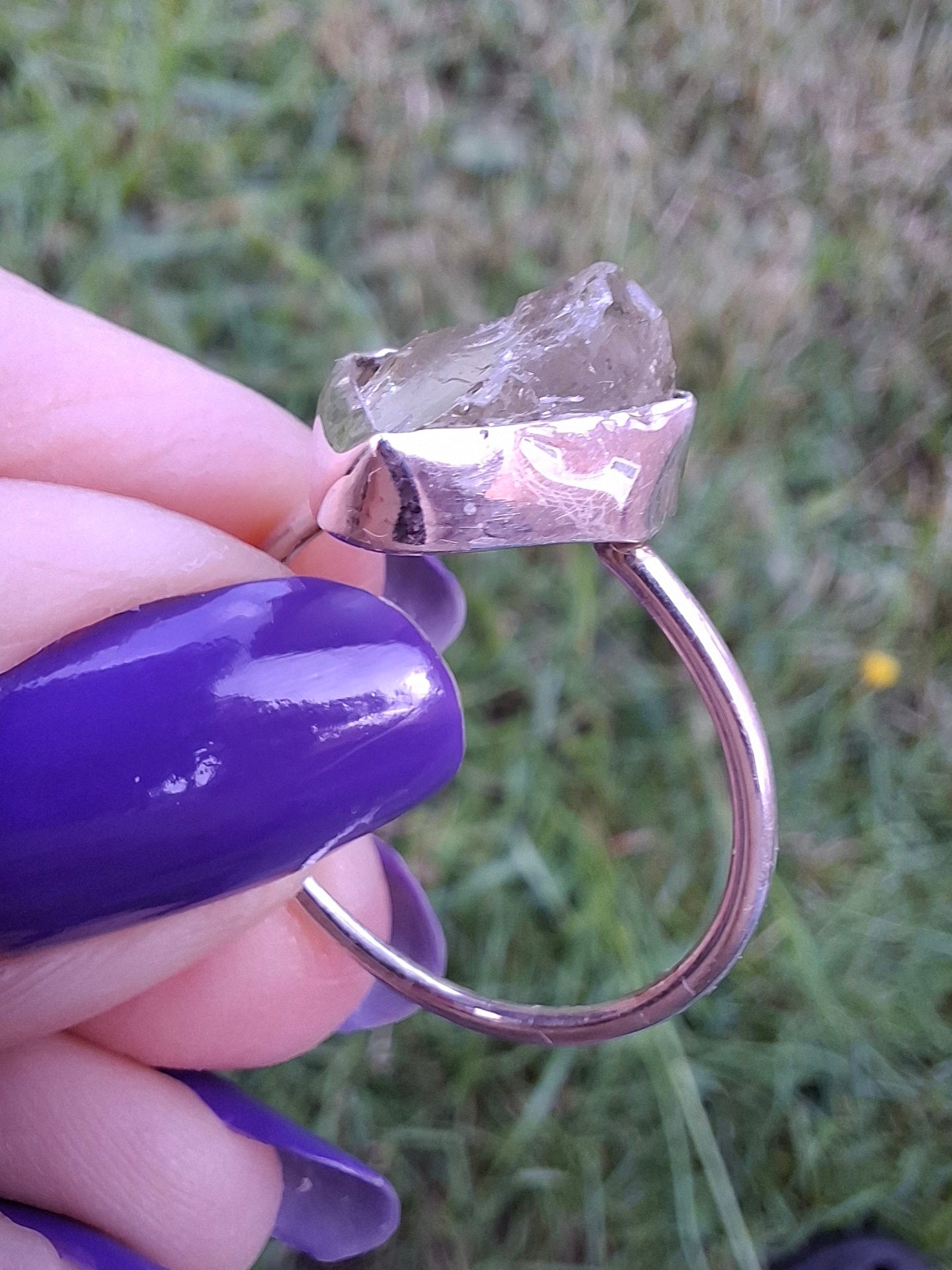 Libyan Desert Glass Ring, size large S/small T, 925 Silver, Tektite (Ref: LR47)