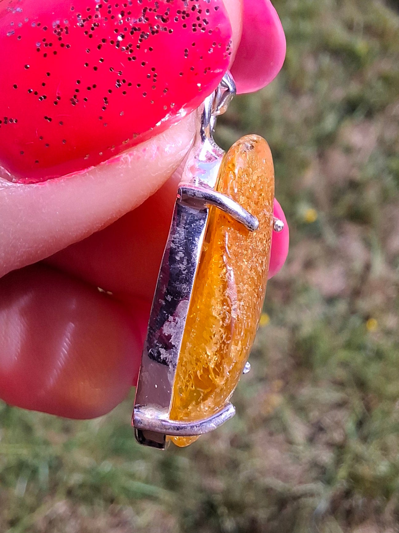Baltic Amber Pendant, 925 Silver, Fossil (Ref: AP6)