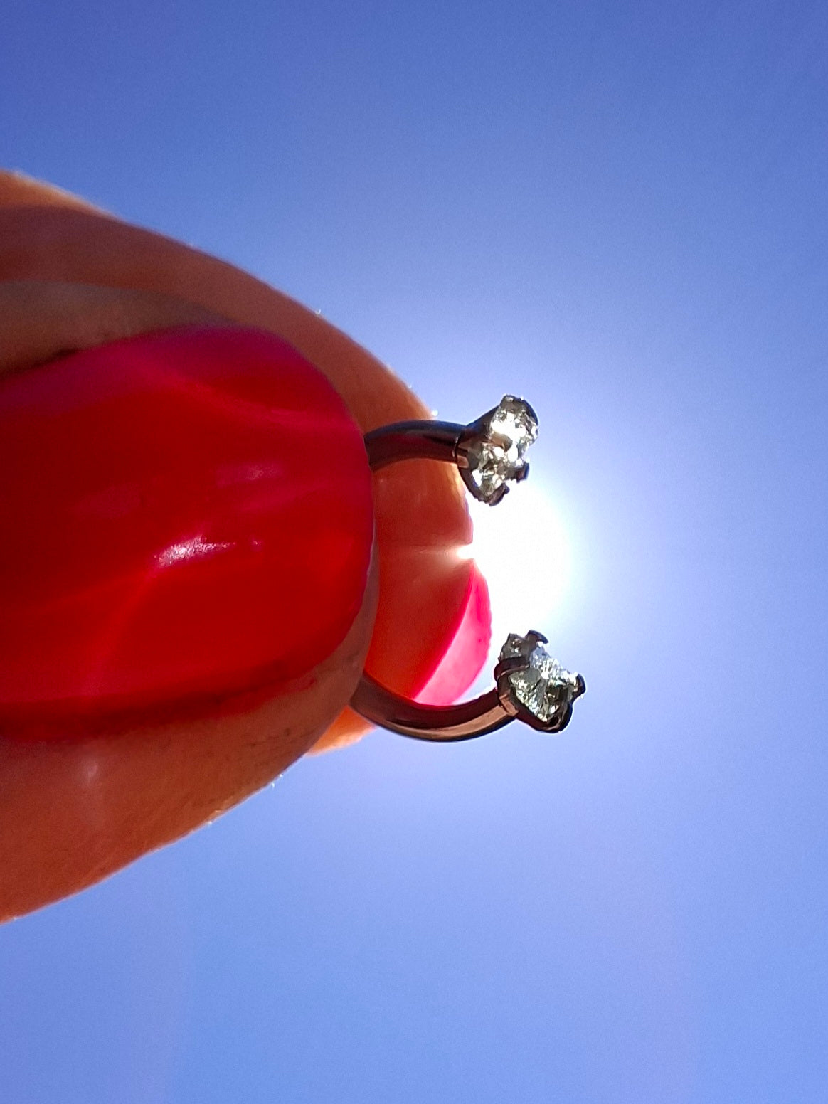 Moldavite (raw) HORSESHOE SEPTUM RING, 16G, Surgical steel, Tektite (Ref: S2)