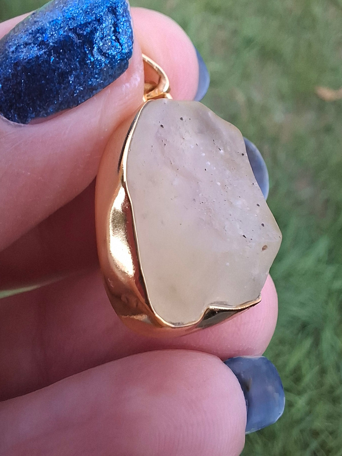 Libyan Desert Glass Pendant, 14K GOLD Plated, Tektite (Ref: LP123)