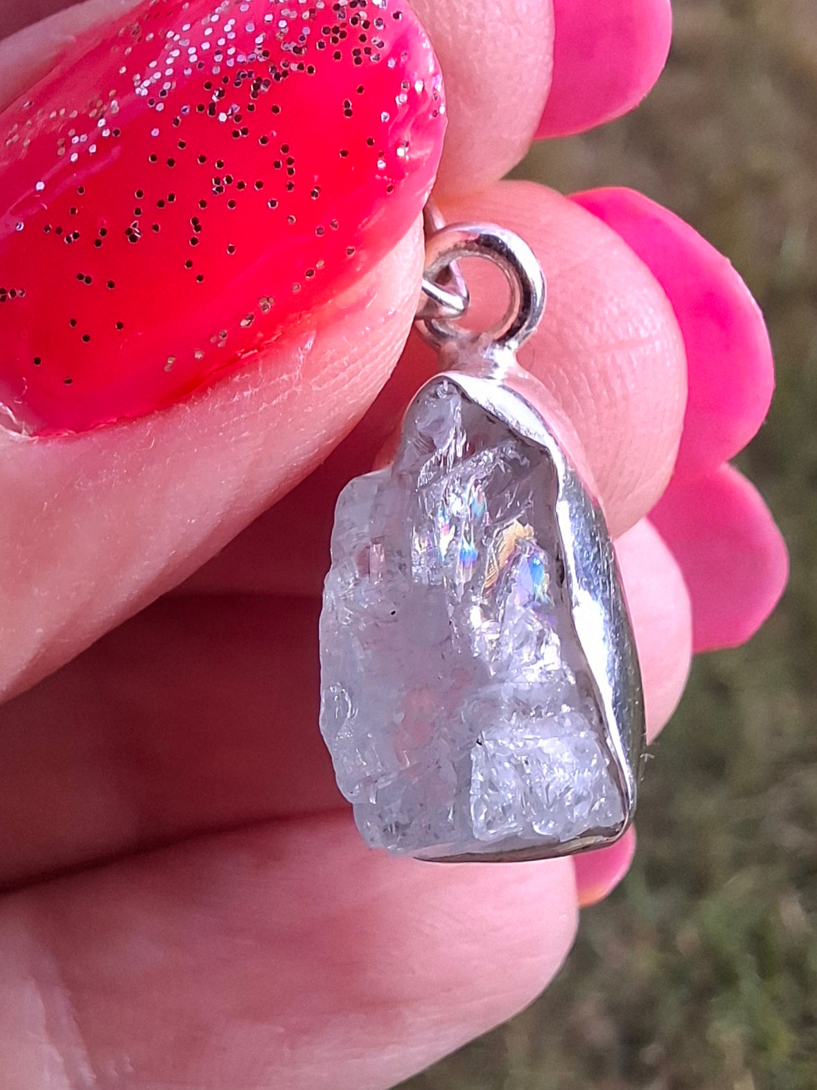 Aquamarine Pendant, 925 Silver, Crystal 🌈 (Ref: AQ4)