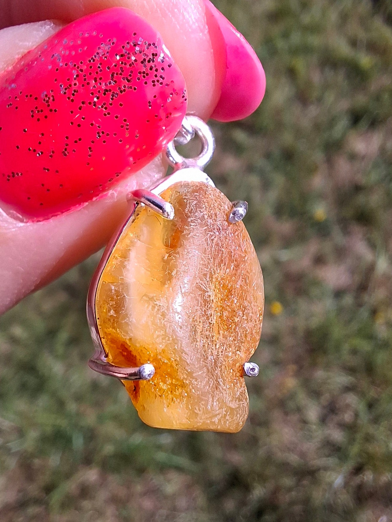 Baltic Amber Pendant, 925 Silver, Fossil (Ref: AP5)