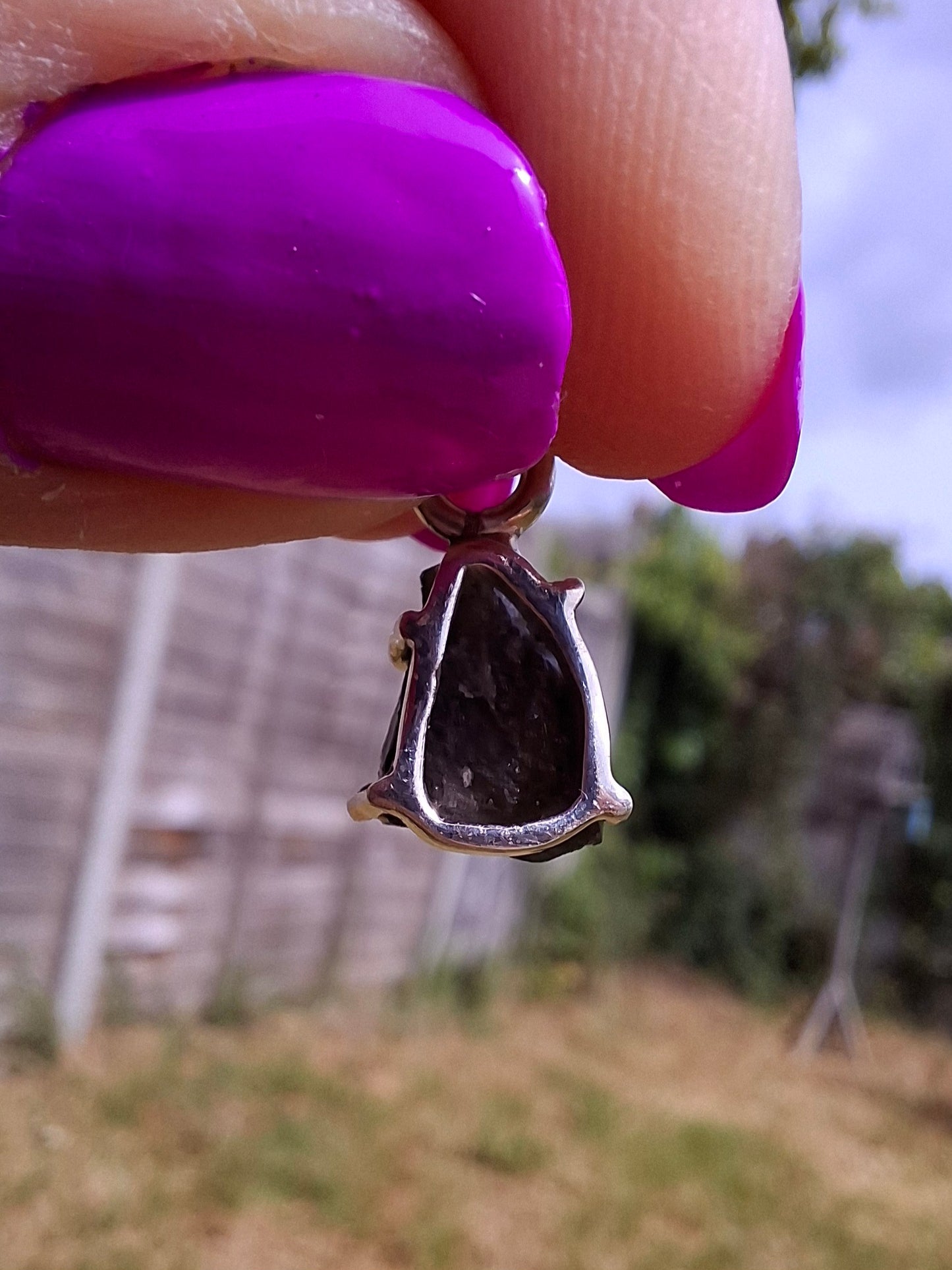 Moldavite Claw Pendant, 925 Silver, Tektite (Ref: P18)