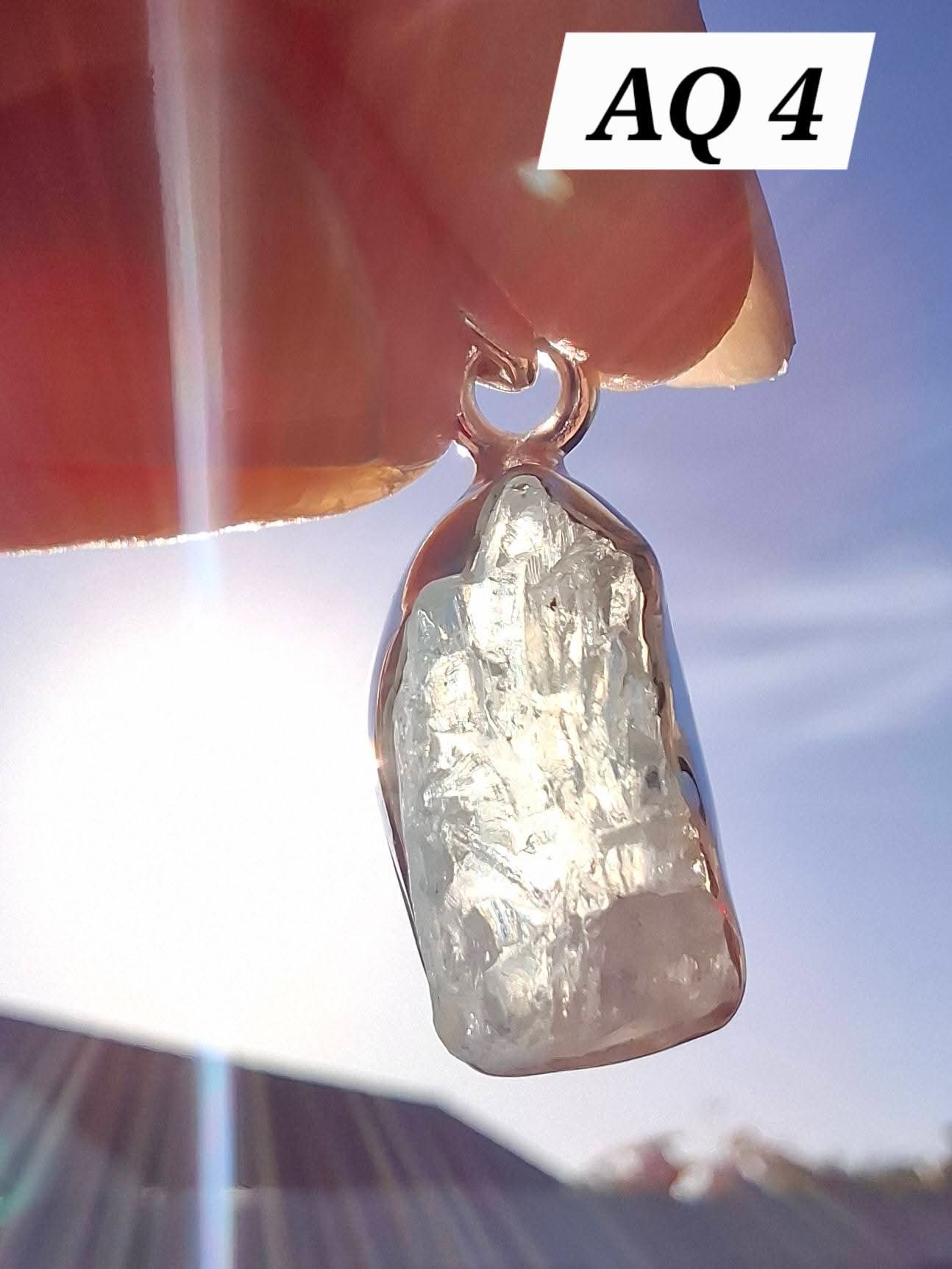 Aquamarine Pendant, 925 Silver, Crystal 🌈 (Ref: AQ4)