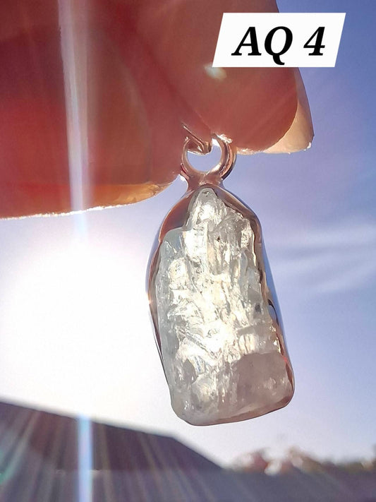 Aquamarine Pendant, 925 Silver, Crystal 🌈 (Ref: AQ4)