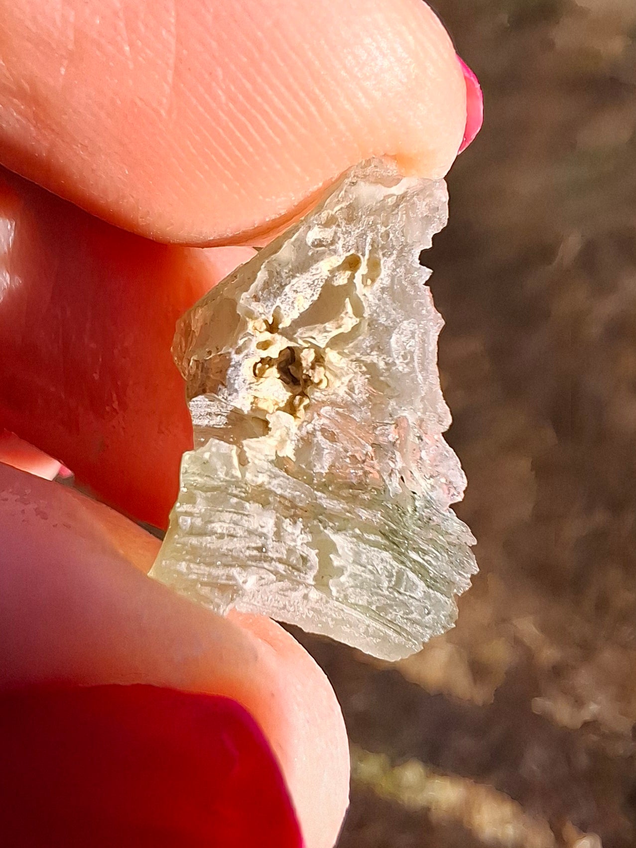 Moldavite Piece, SNOWFLAKE, FROSTED, BRUSNA, 0.92g, Tektite (Ref: 1499)