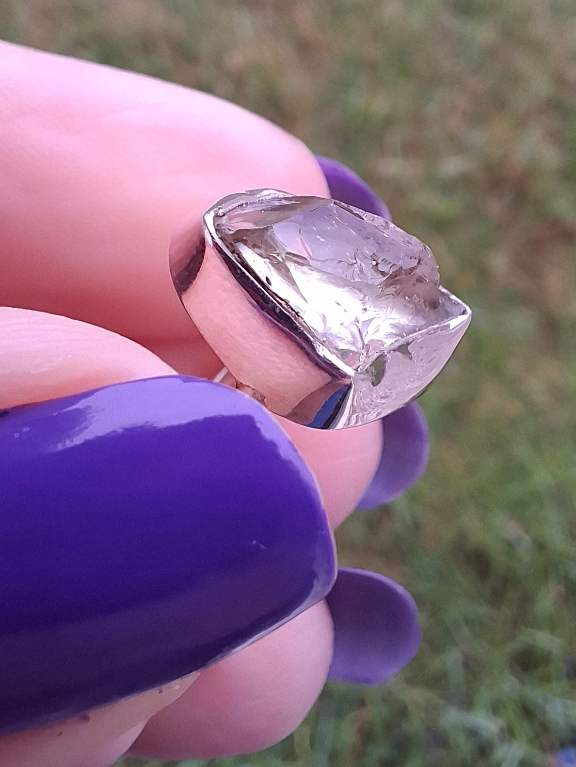 Libyan Desert Glass Ring, size large O, 925 Silver, Tektite (Ref: LR23)